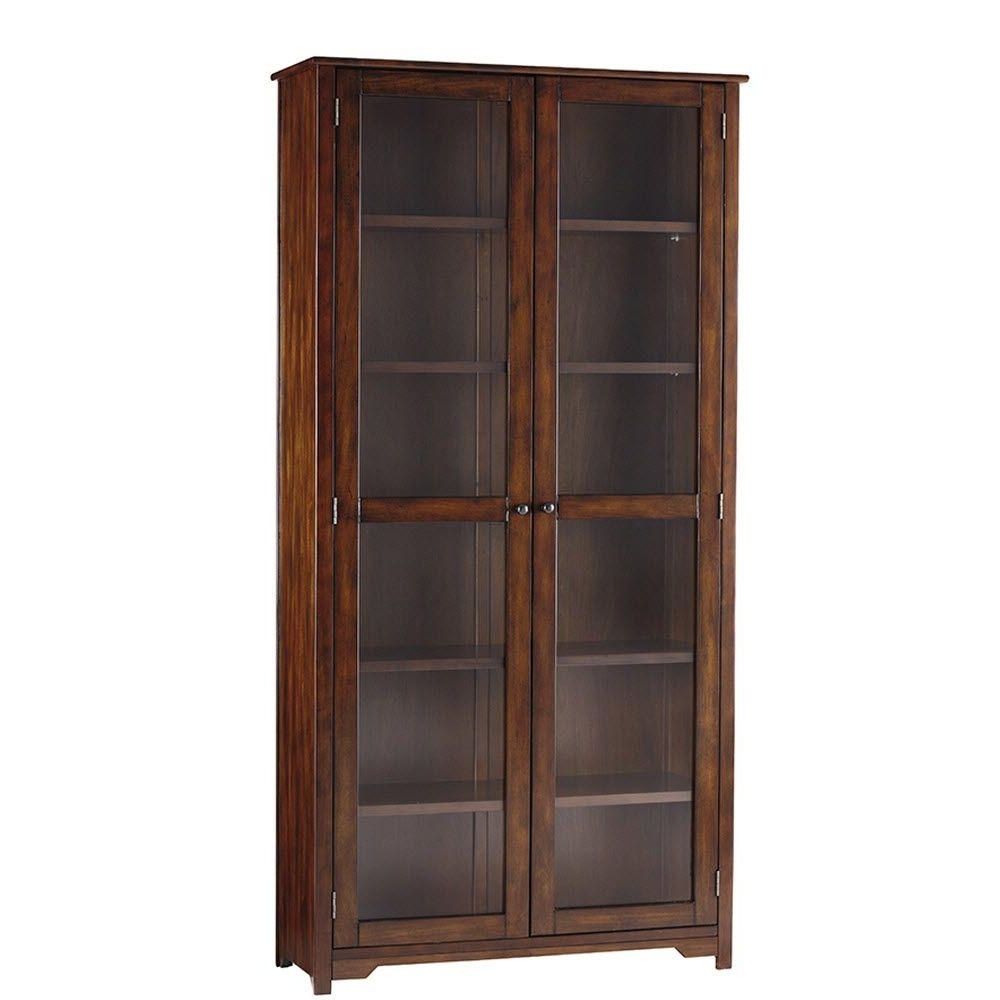 2018 Door Bookcases Throughout Home Decorators Collection Oxford Black Glass Door Bookcase (View 9 of 15)