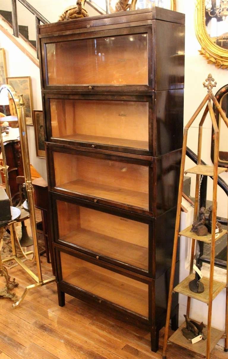 Barrister Bookcases In Current Shaw Walker Antique Dark Brown Barrister Bookcase At 1stdibs (View 1 of 15)