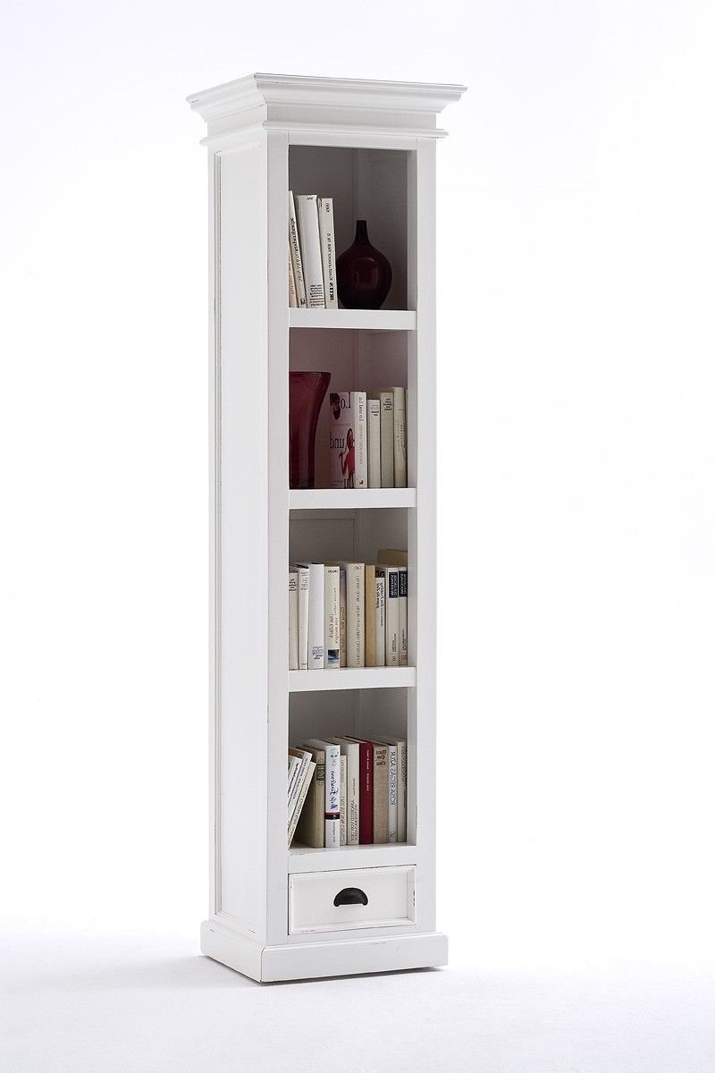 Belgravia Painted Tall Narrow Bookcase With Drawer (View 3 of 15)