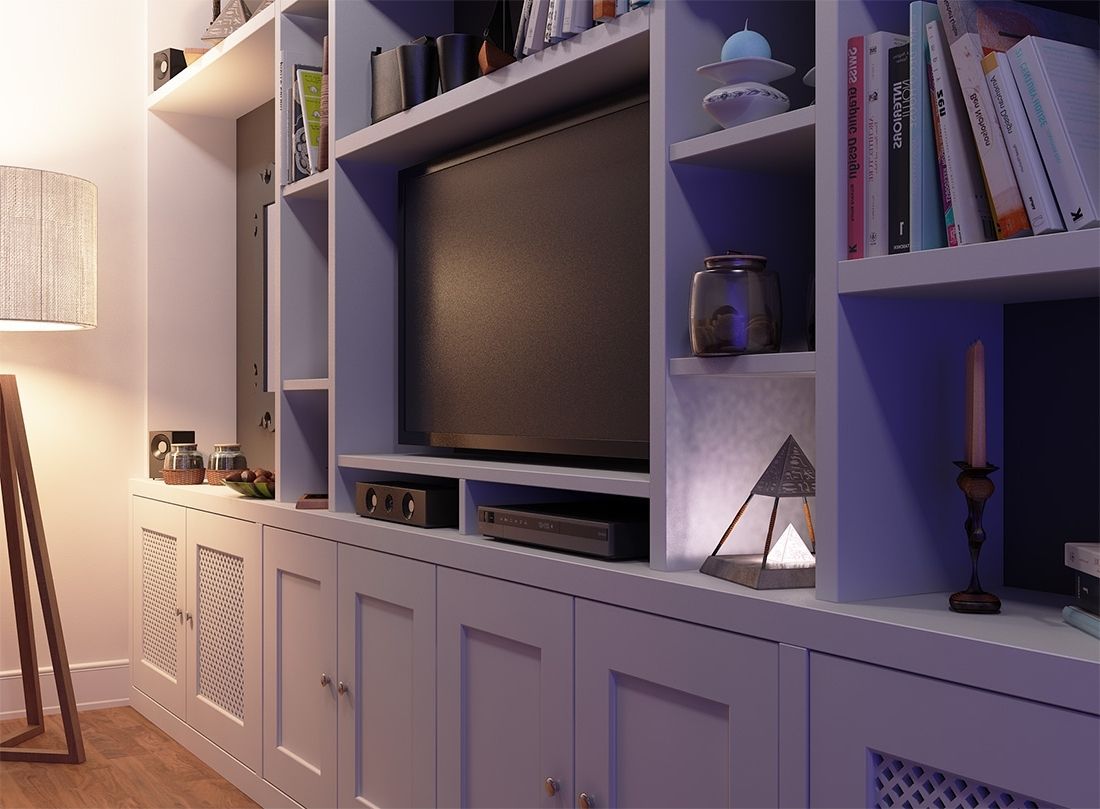 Best And Newest Built In Wardrobes With Tv Space Pertaining To Fitted Bookcase Around Tv Unit, Chelsea (View 11 of 15)