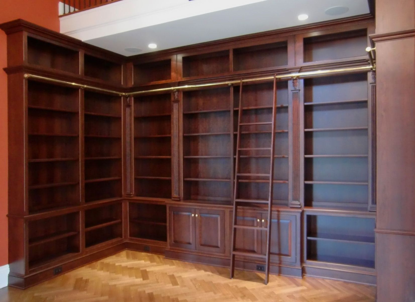 Bookcases With Ladder With Regard To 2017 Hand Crafted Library Bookcases With Ladderodhner & Odhner Fine (View 1 of 15)