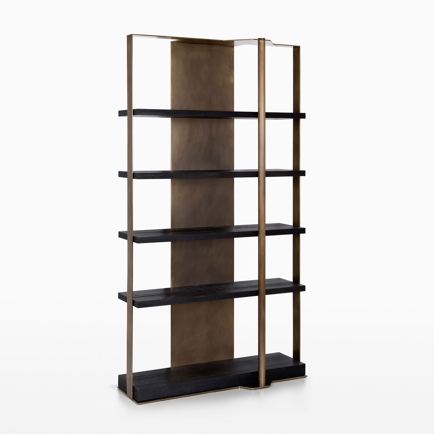 Brass Bookcases In Favorite Contemporary Bookcase / Oak / Brass – Holt – Caste (View 3 of 15)