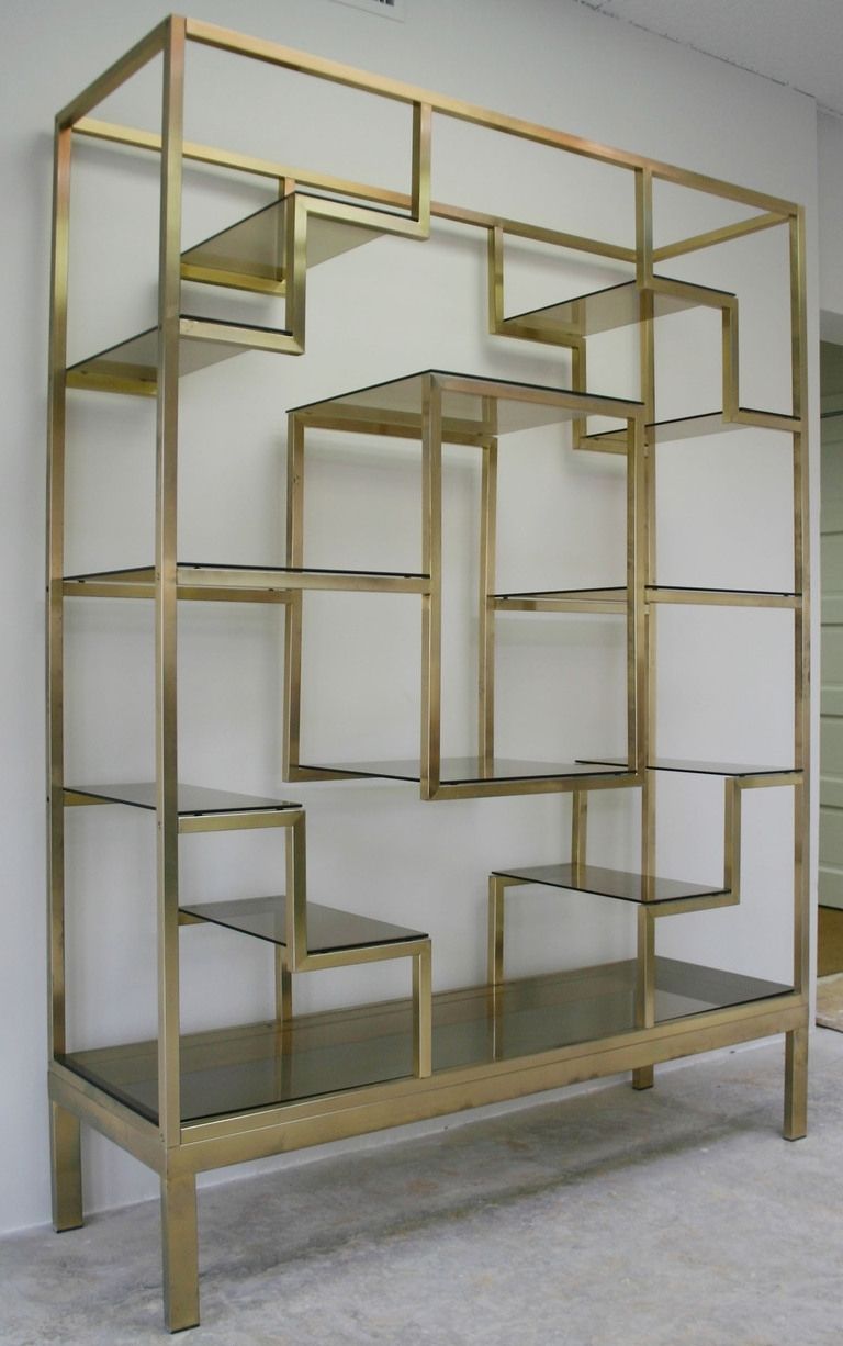 Brass Bookcases Intended For Well Liked Italian Brass Etagere (View 7 of 15)