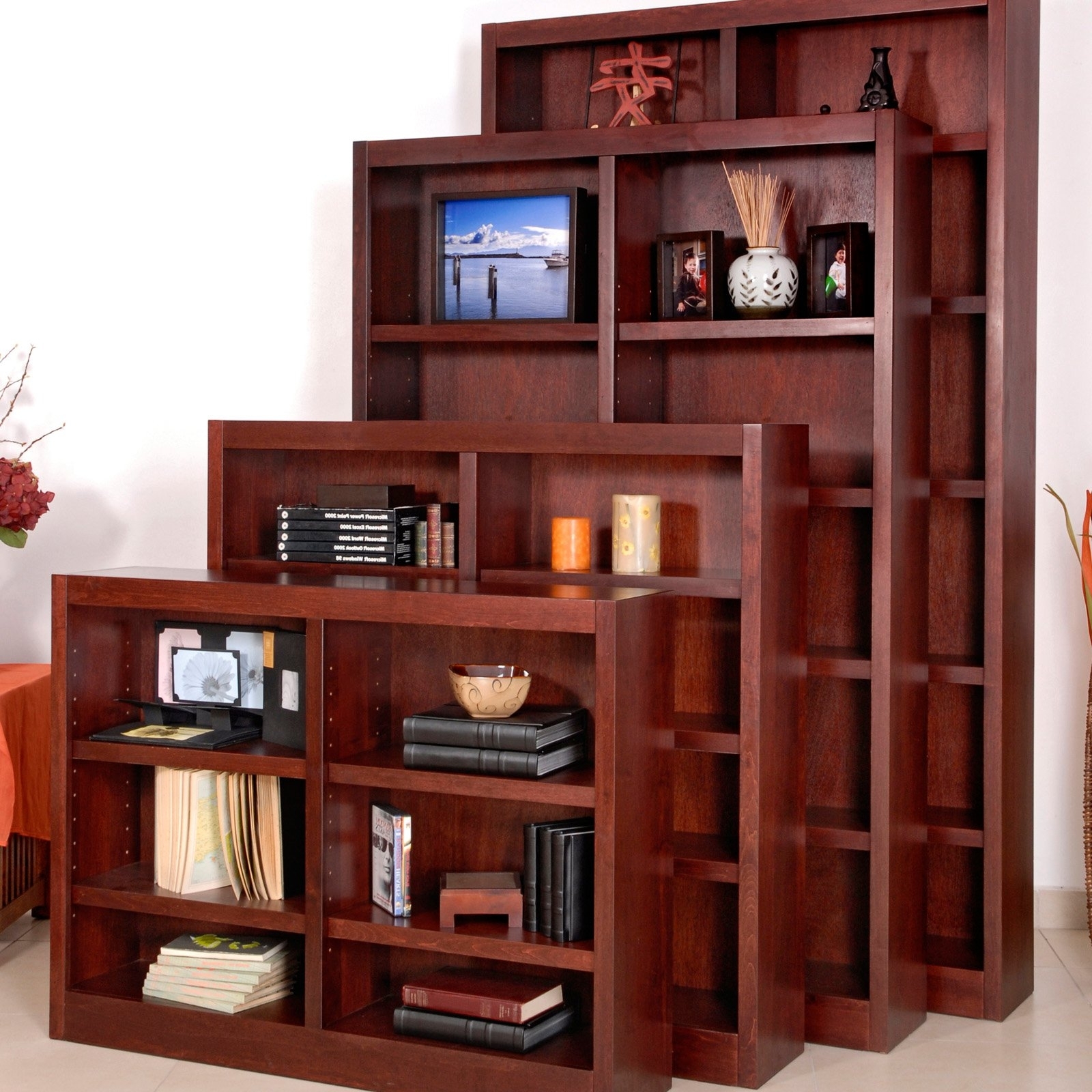 Cherry Bookcases For Widely Used Remmington Heavy Duty Bookcase – Cherry (View 2 of 15)