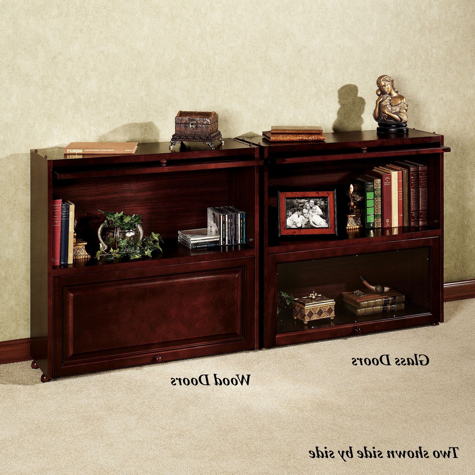 Cherry Wood Bookcases With Recent Aubrie Cherry Bookcase With Wooden Panel Doors (View 9 of 15)