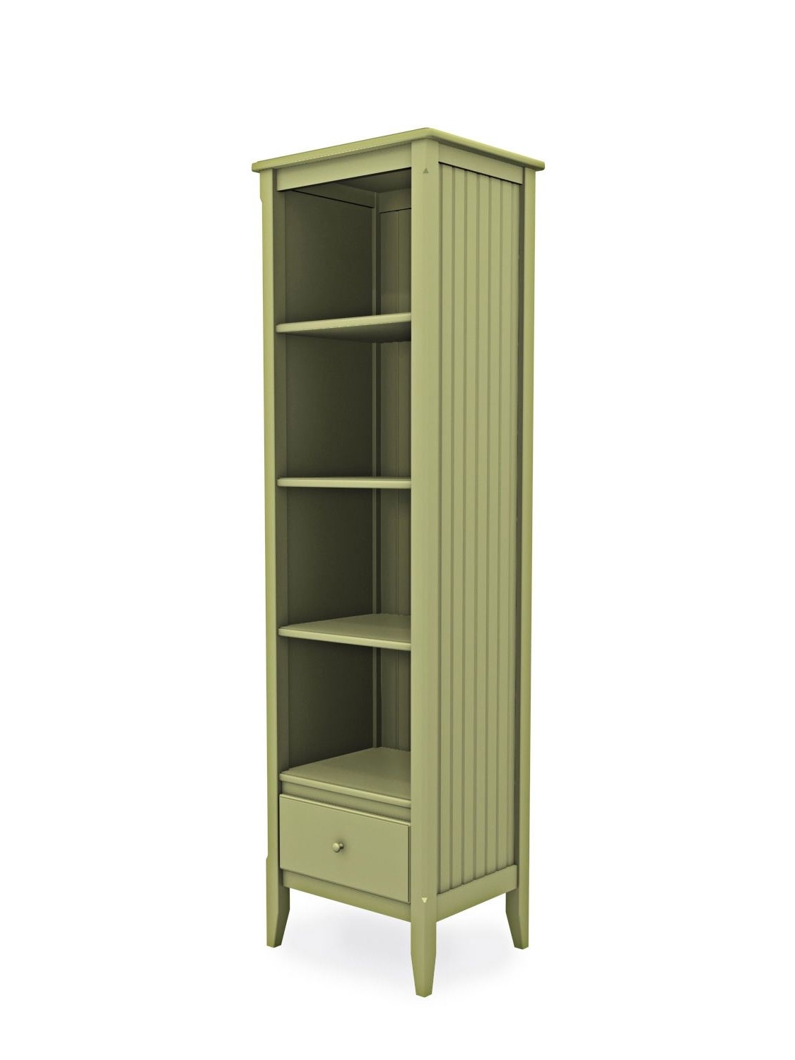 Cottage Tall Narrow Bookcase With Drawer (Photo 9 of 15)