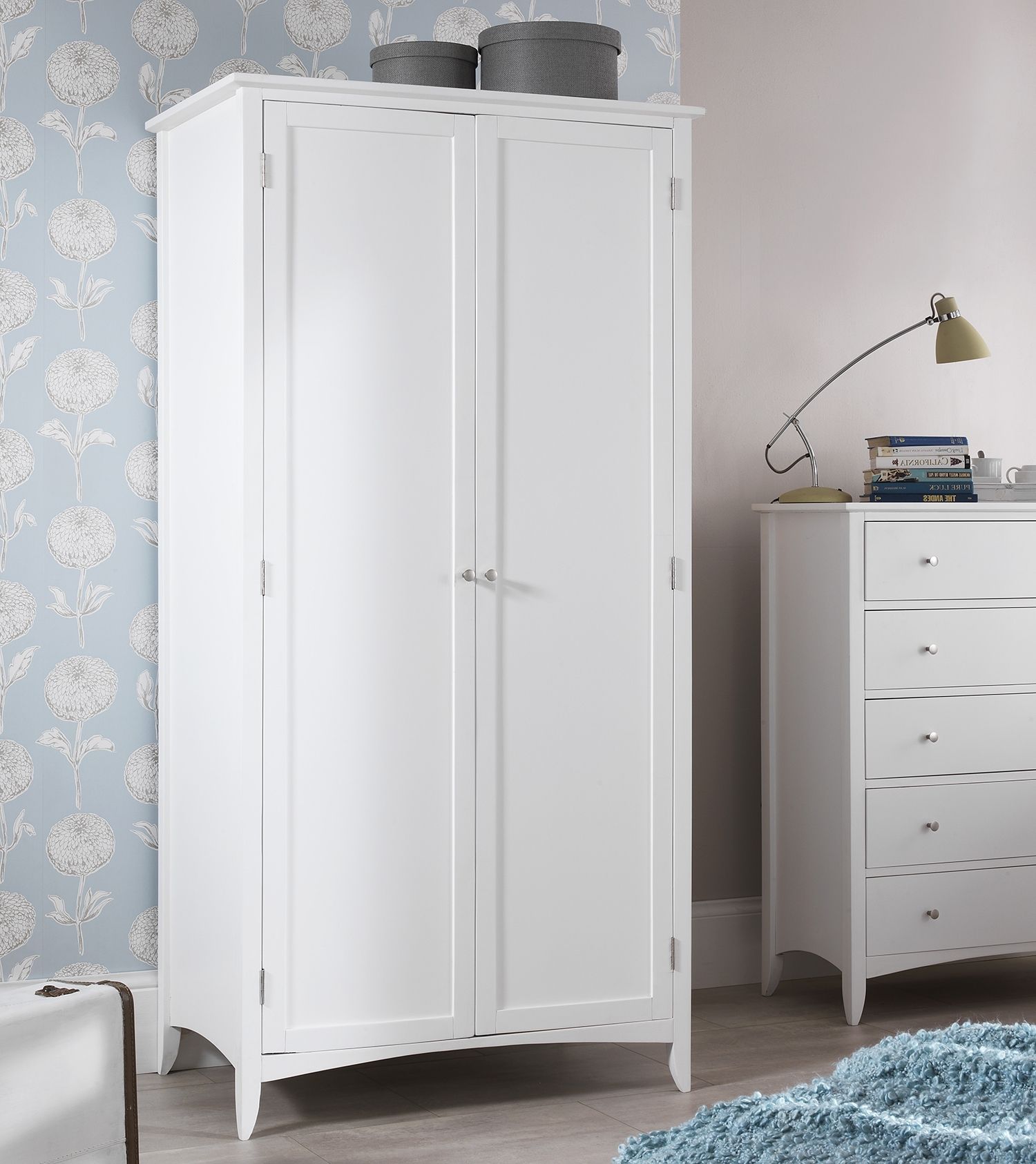 Current Edward Hopper White Double Wardrobe, Quality Large Wardrobe, Shelf Intended For Double Rail White Wardrobes (View 1 of 15)