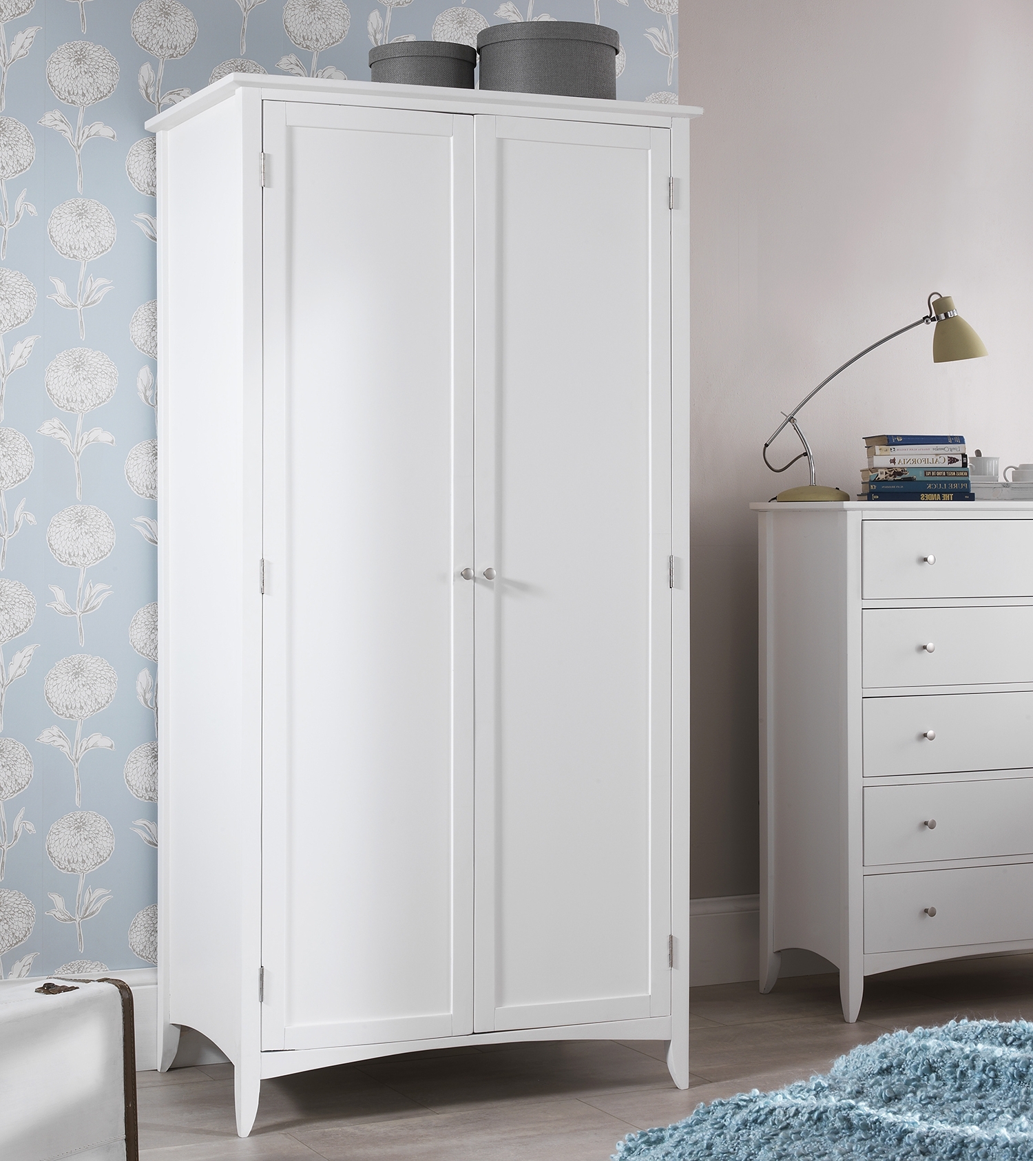 Current Edward Hopper White Double Wardrobe, Quality Large Wardrobe, Shelf Intended For Double Rail White Wardrobes (Photo 1 of 15)