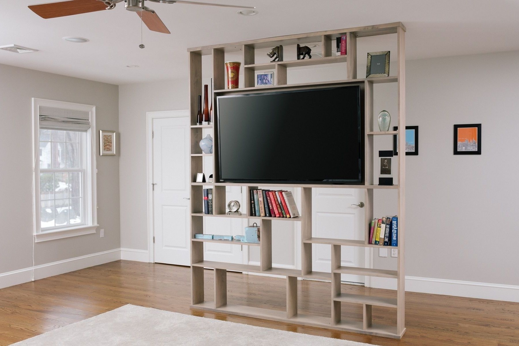 Current Hand Crafted Lexington Room Divider / Bookshelf / Tv Standcorl Regarding Bookcases With Tv Space (View 15 of 15)