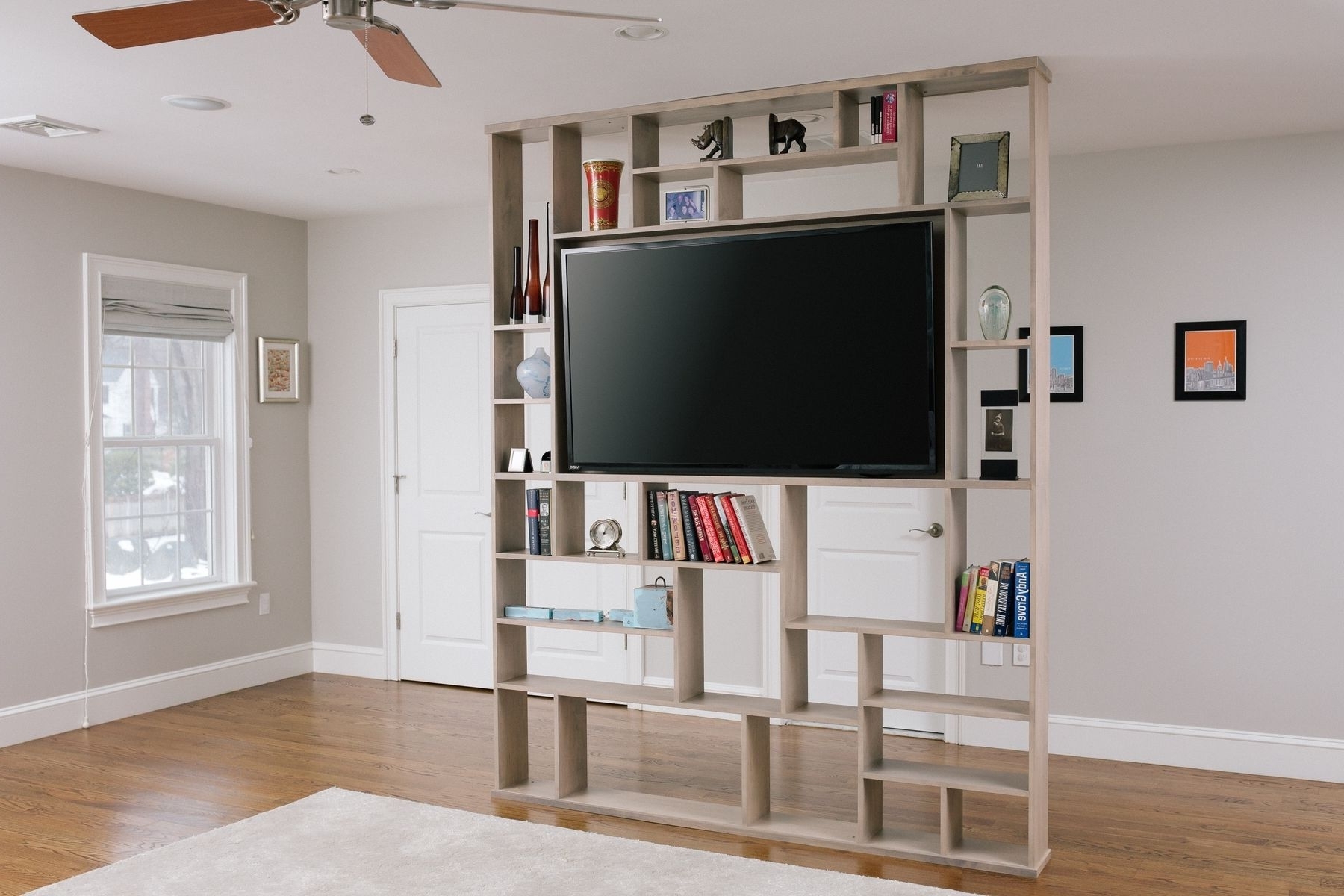 Current Hand Crafted Lexington Room Divider / Bookshelf / Tv Standcorl Regarding Bookcases With Tv Space (Photo 15 of 15)