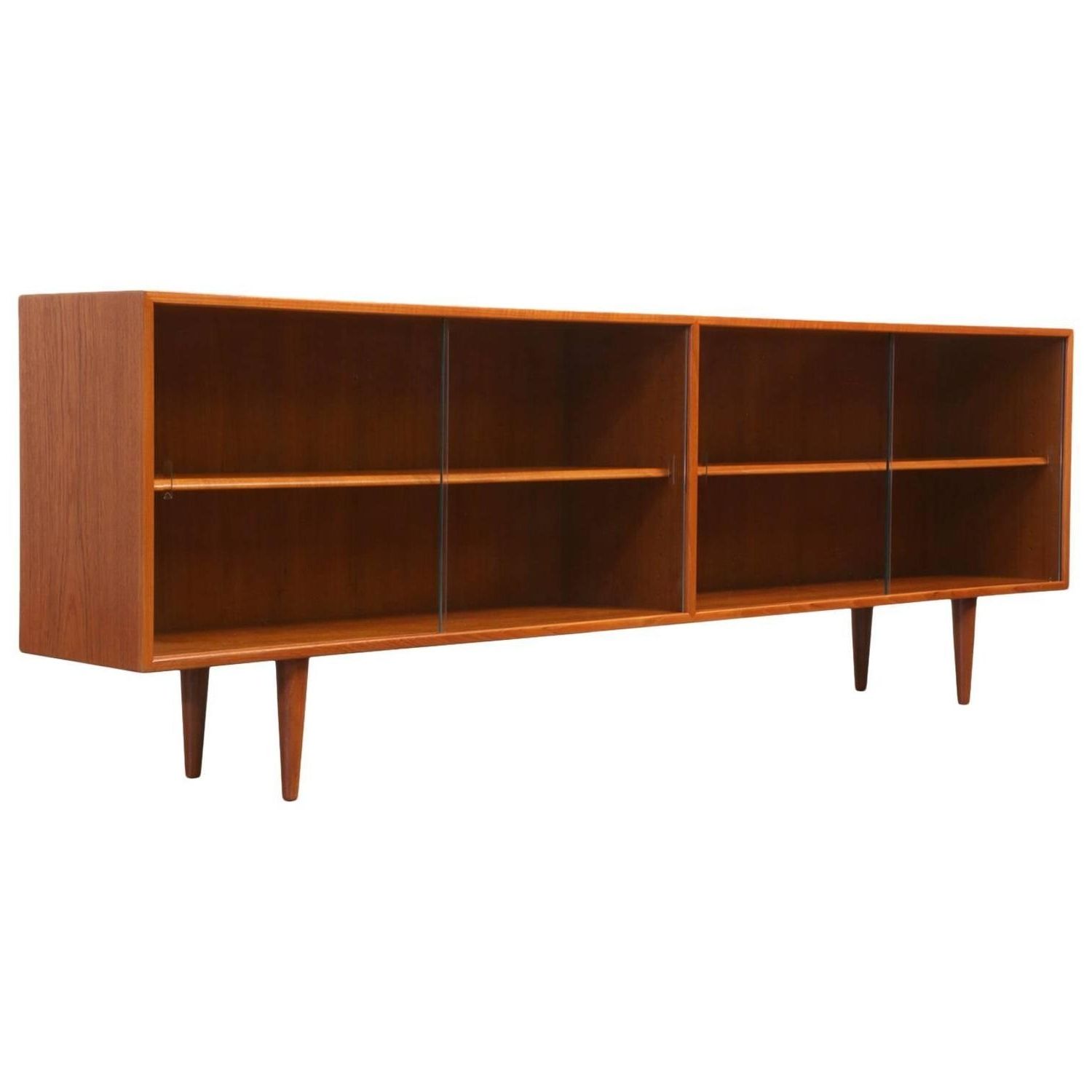 Current Low Bookcases For Danish Modern Teak Low Profile Bookcase With Glass Doors At 1stdibs (View 12 of 15)