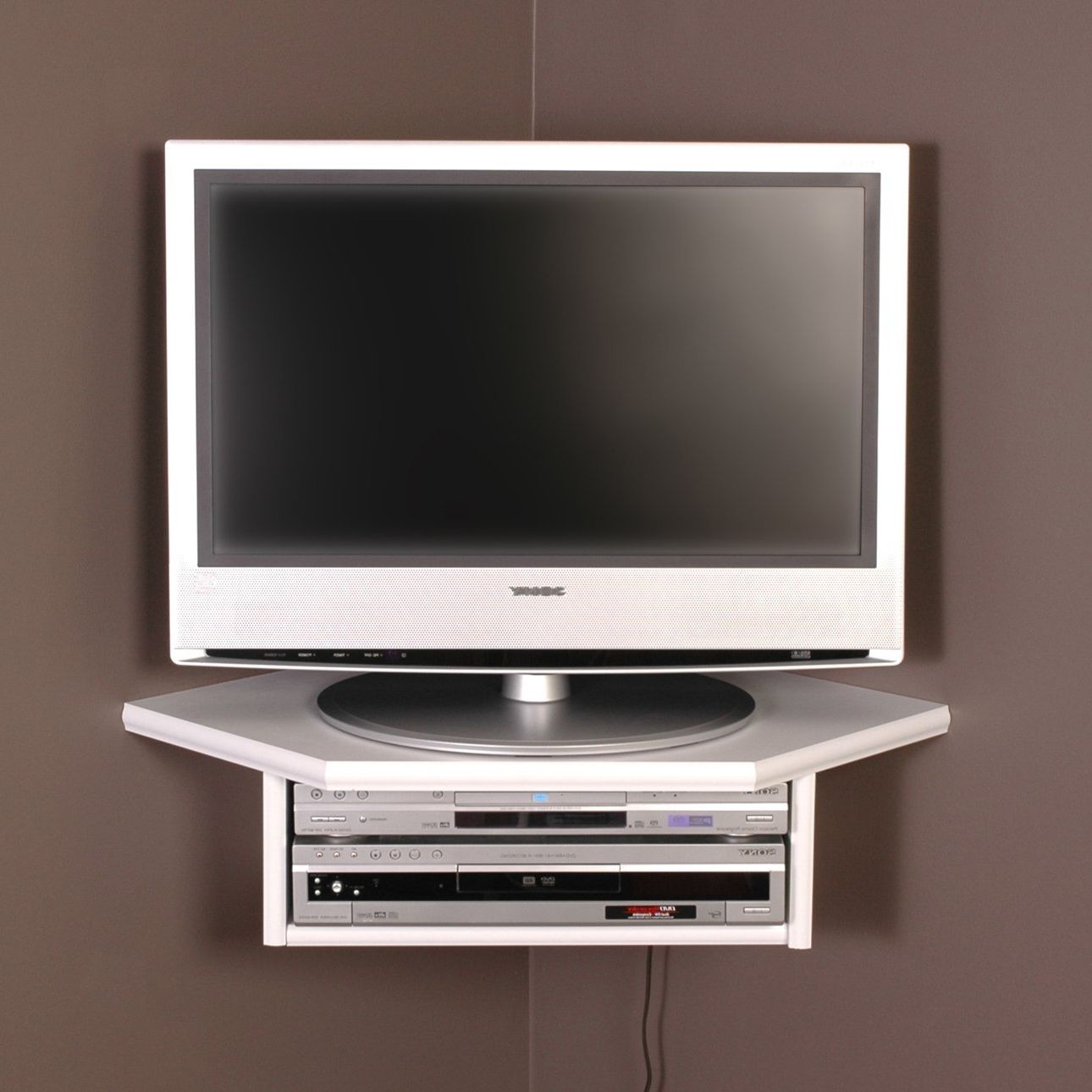 Current Tv Corner Shelf Unit Within Amazon – Creative Connectors Corner Floating Wall Shelf (white (View 2 of 15)