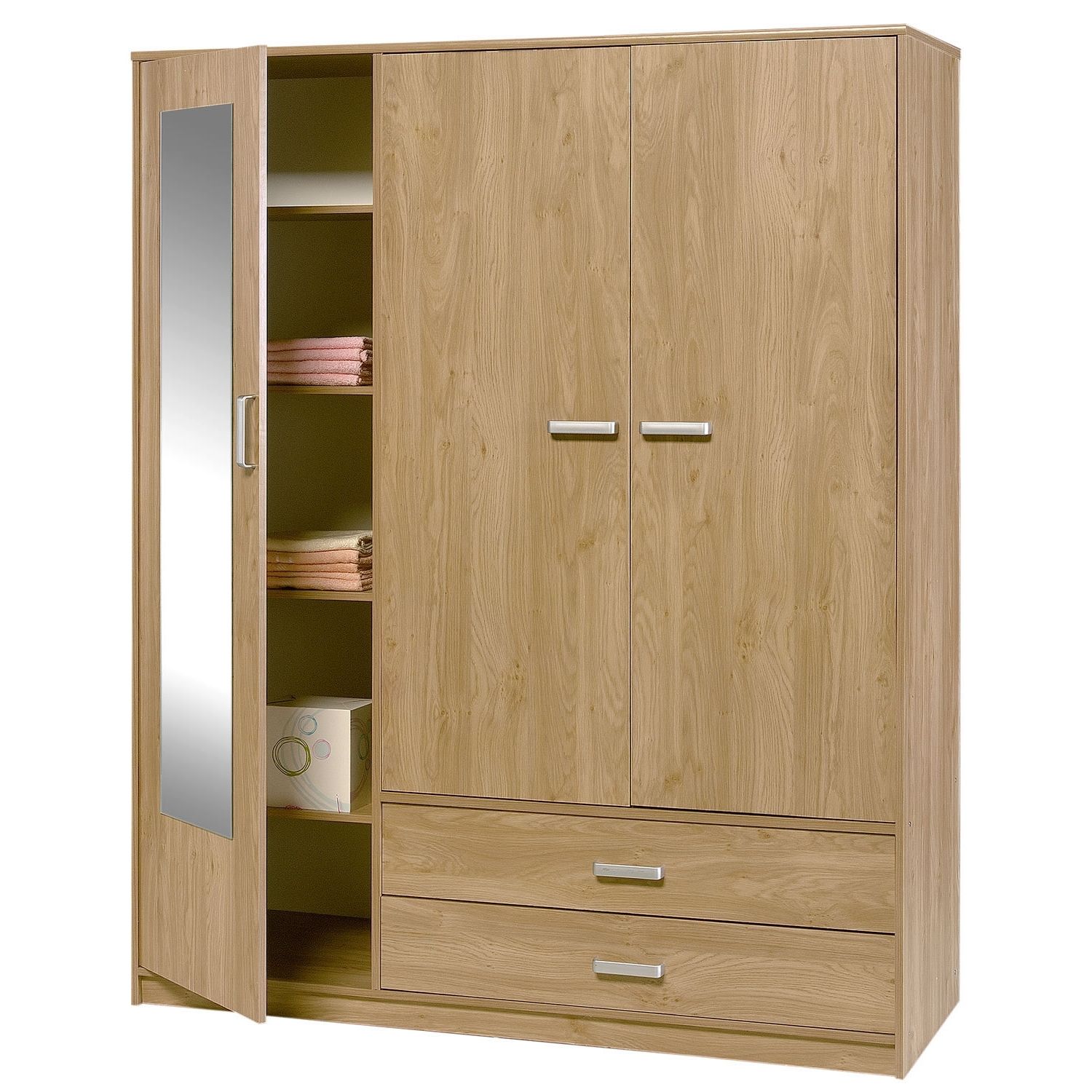 Door With Inside Trendy Oak Wardrobes With Drawers And Shelves (View 6 of 15)
