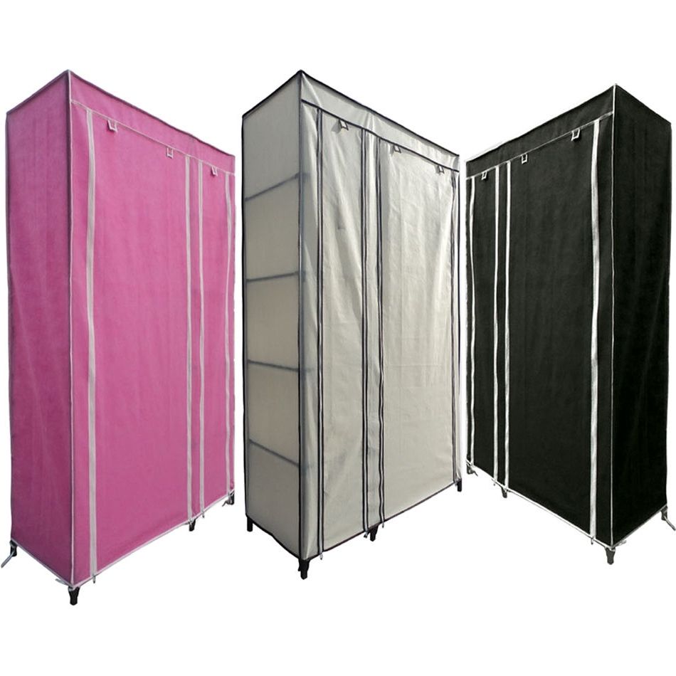Double Canvas Wardrobes Rail Clothes Storage With Current Single / Double Canvas Wardrobe Rail Clothes Storage With Zip (View 11 of 15)