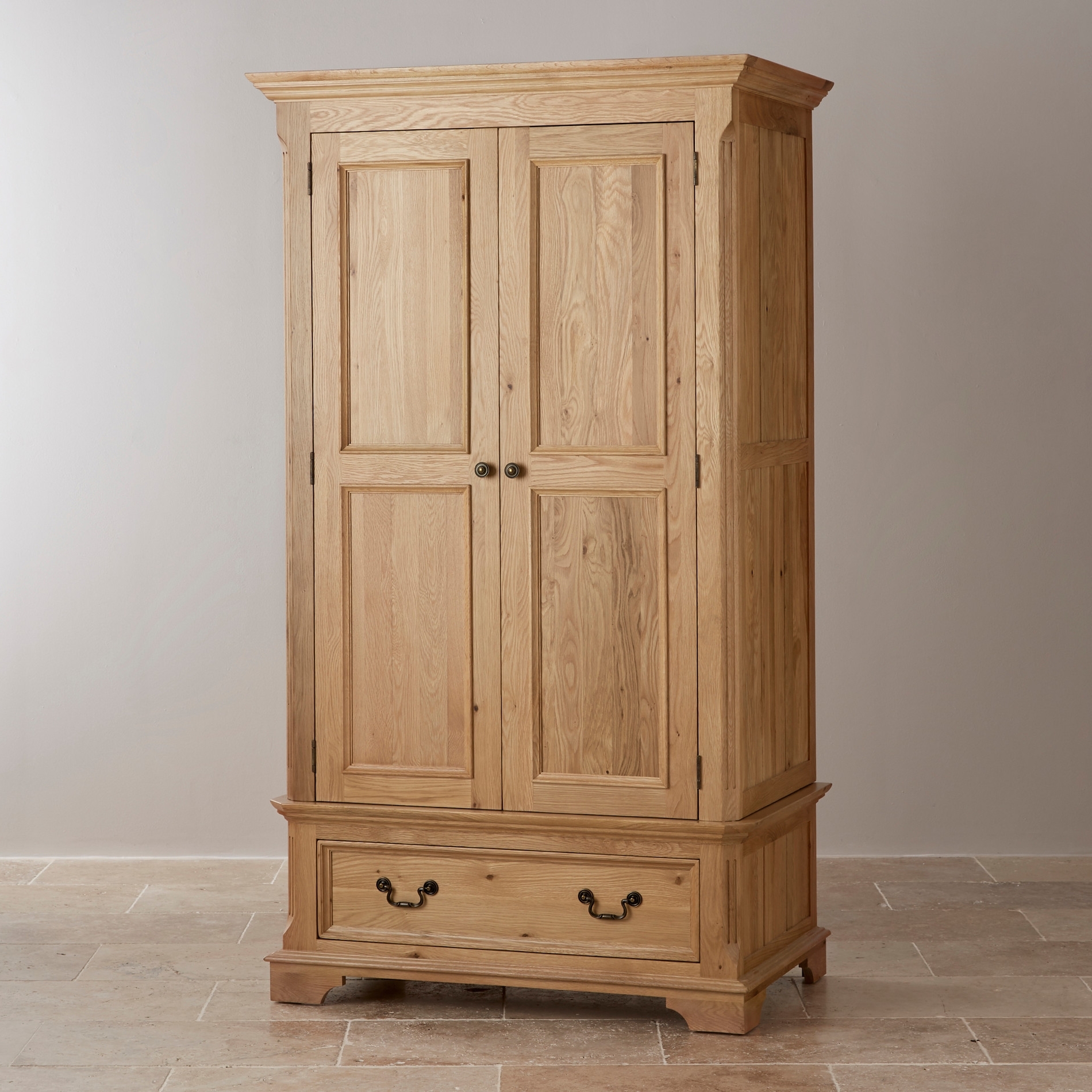 Double Rail Oak Wardrobes Intended For Famous Double Wardrobe In Natural Solid Oak (Photo 1 of 15)