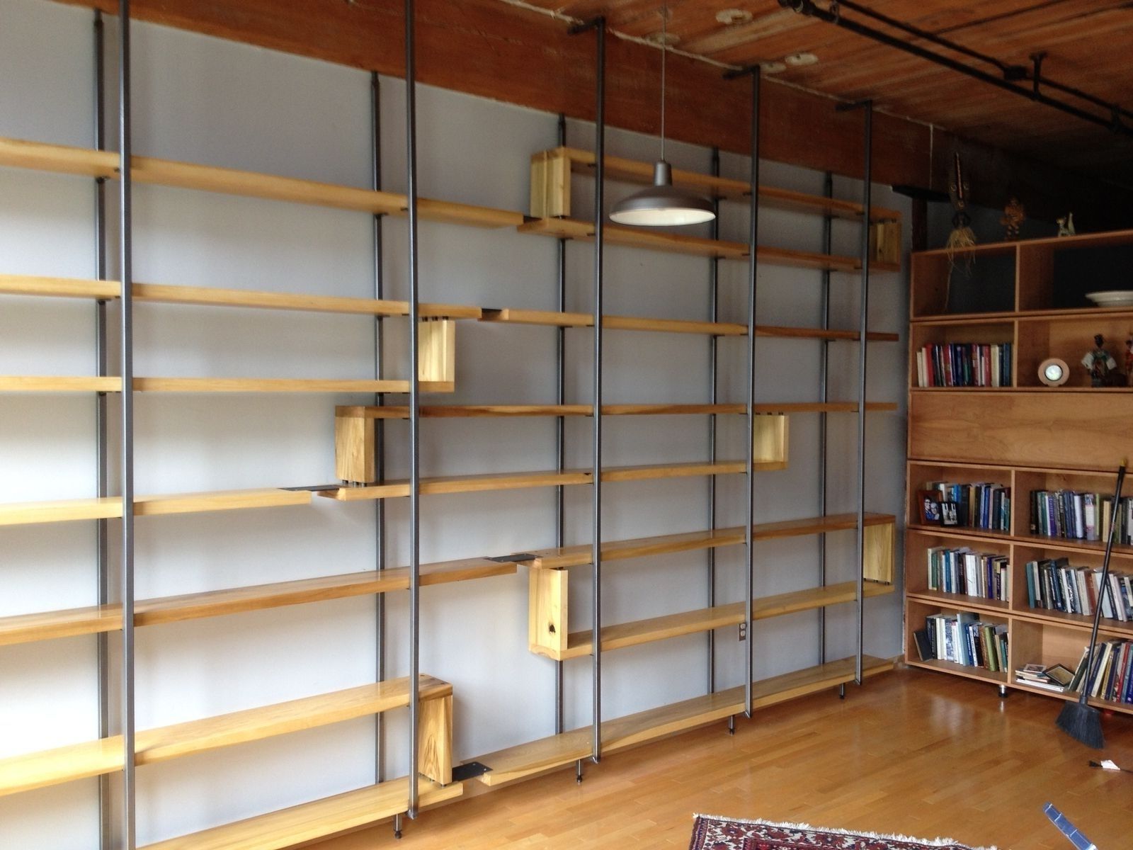 Famous Handmade Wood And Steel Floating Book Shelvesobject A Throughout Handmade Wooden Shelves (View 3 of 15)