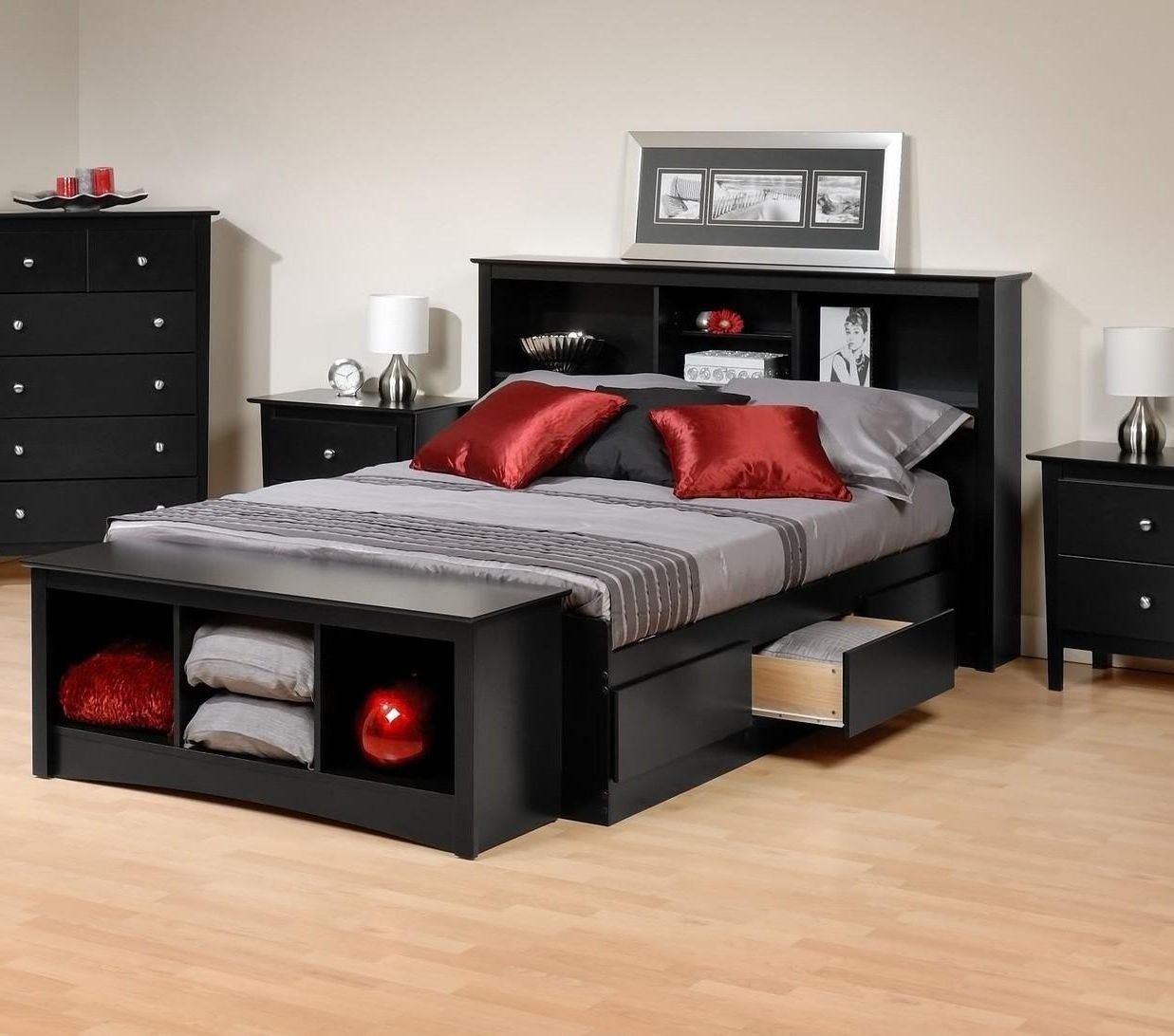 Famous Platform Storage Bed W/ Bookcase Headboard Bed Size:full,color Regarding Storage Bed With Bookcases Headboard (View 10 of 15)