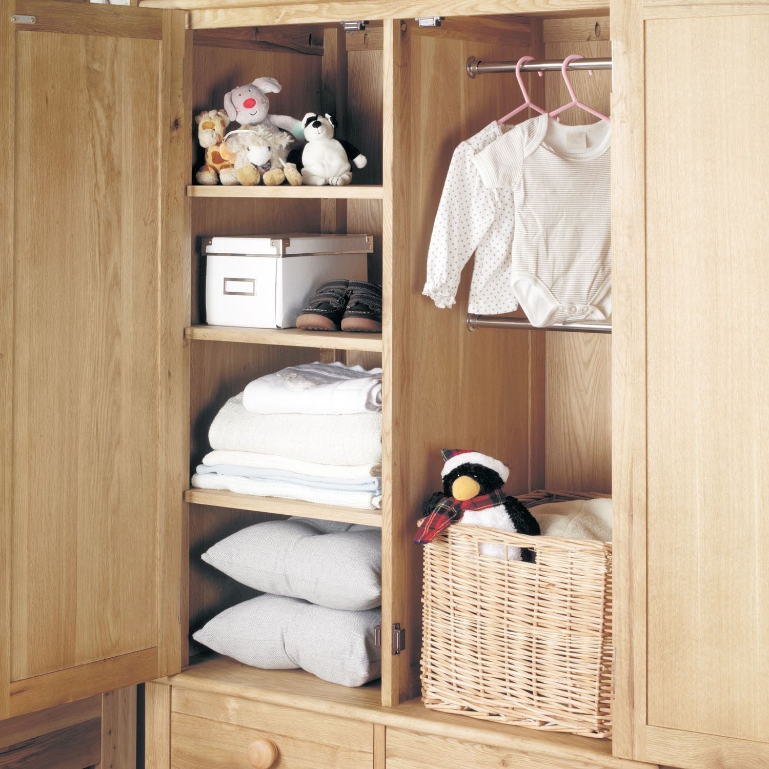 Fashionable Double Rail Childrens Wardrobes In Amelie Oak Childrens Double Wardrobe – Amelie Oak Children's (View 1 of 15)