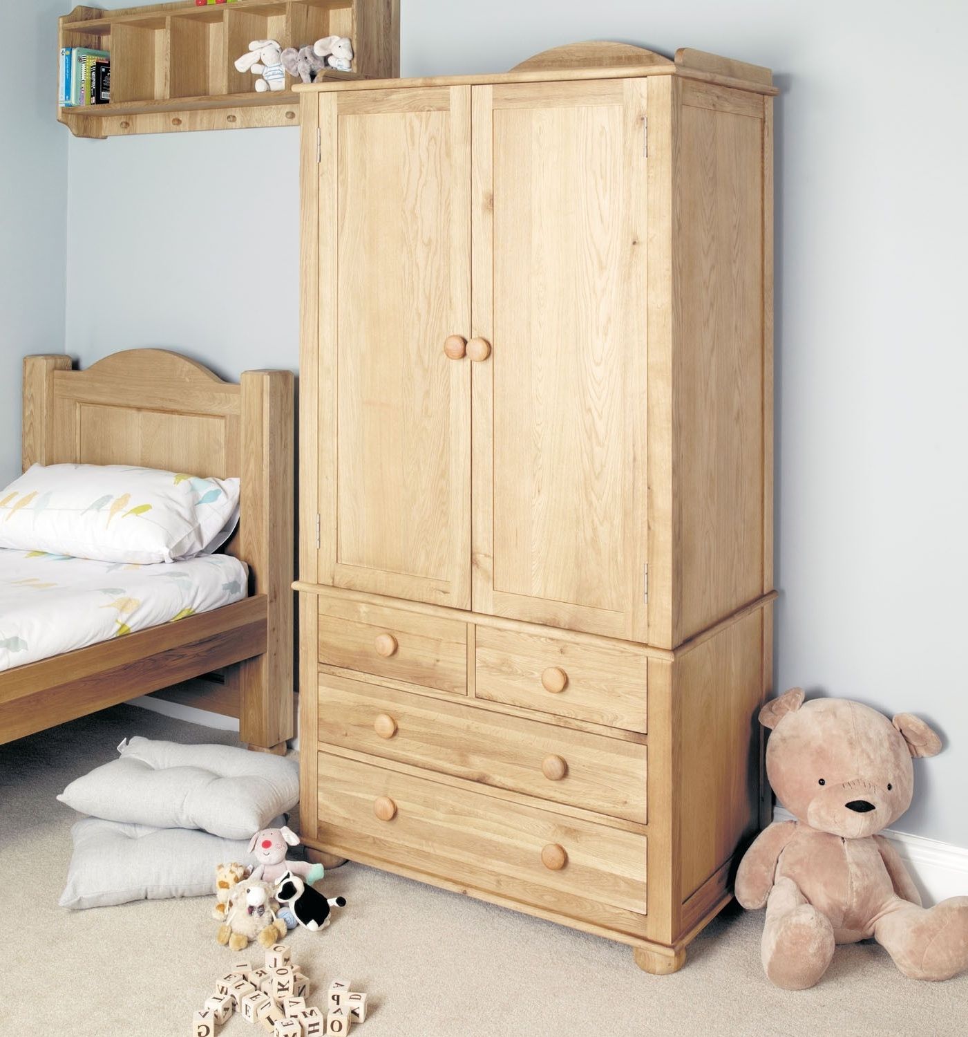 Favorite Childrens Double Rail Wardrobes With Regard To Amelie Oak Childrens Double Wardrobe – Amelie Oak Children's (View 1 of 15)