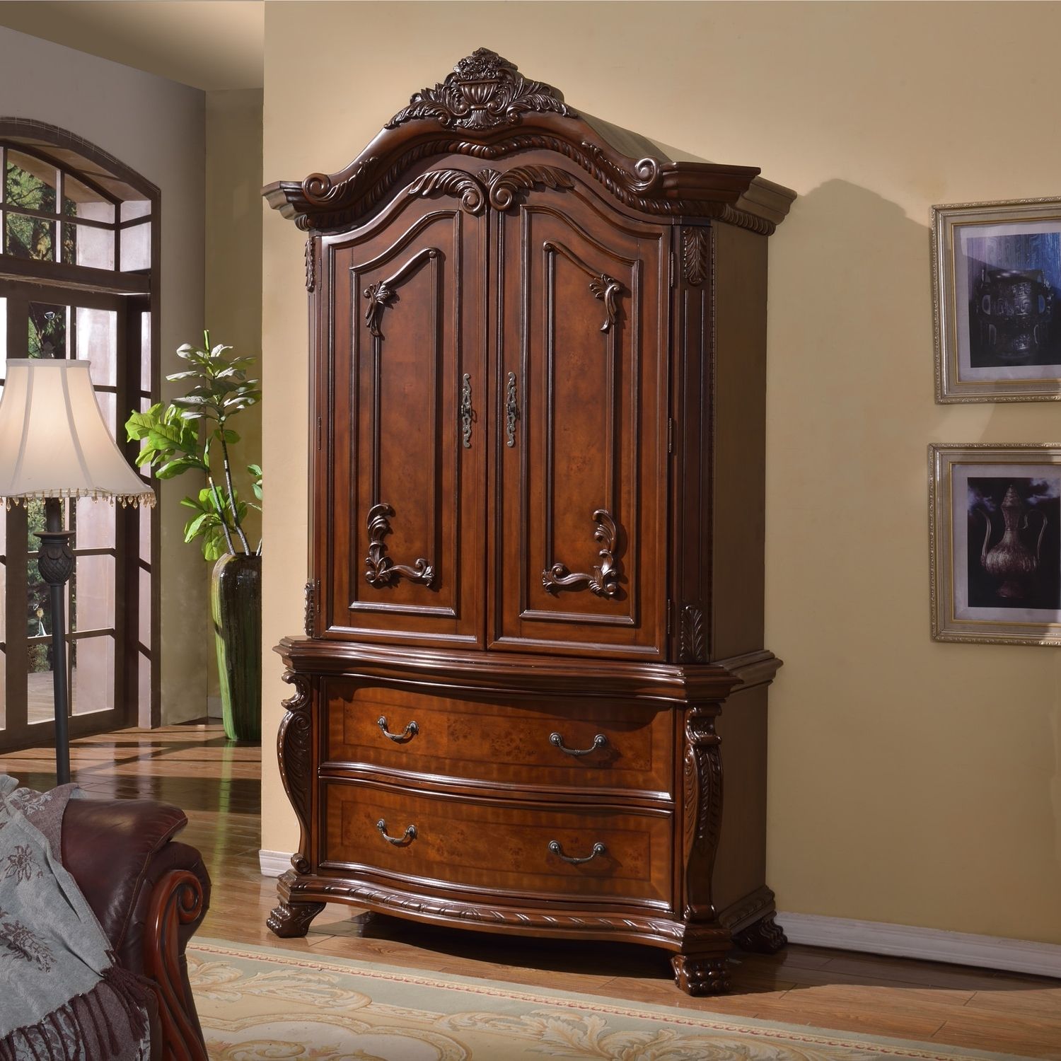Favorite Dark Wood Wardrobes With Drawers Pertaining To Bedroom: Cozy Dark Wood Flooring With White Wardrobe Armoire And (View 12 of 15)