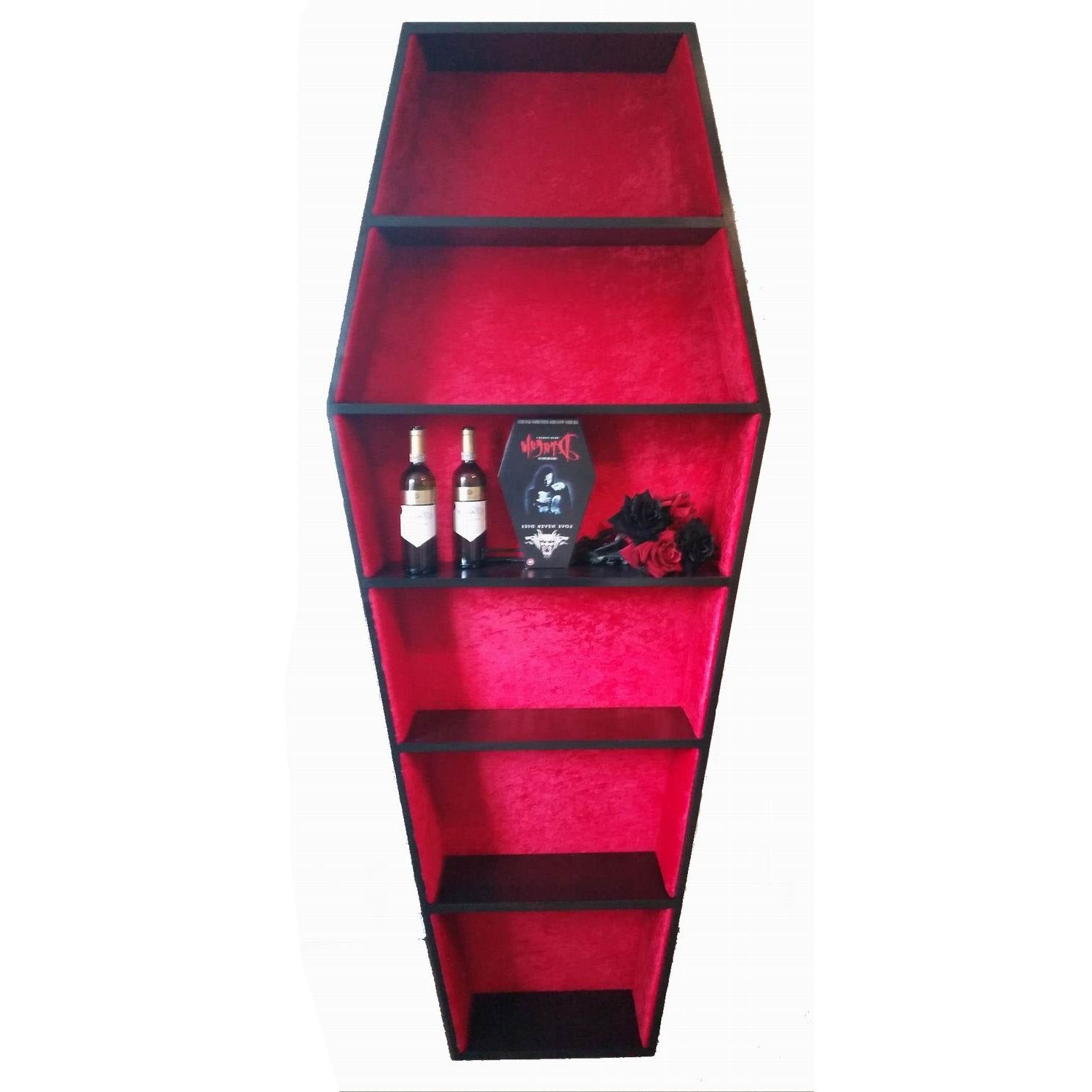 Furniture Home: Furniture Home Coffin Bookcase Black With Red With Best And Newest Coffin Bookcases (View 12 of 15)