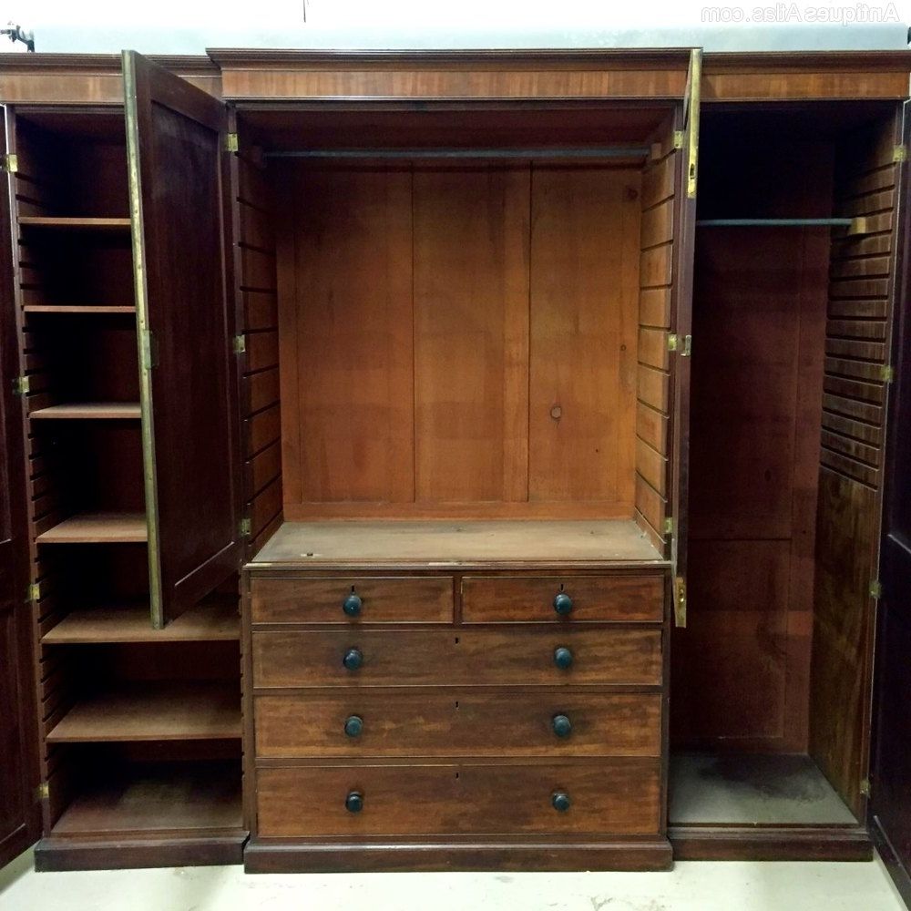 Georgian Breakfront Wardrobes Within Most Recently Released Georgian Breakfront Mahogany Wardrobe – Antiques Atlas (View 9 of 15)