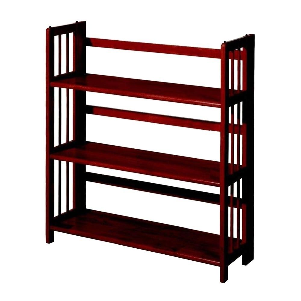 Home Decorators Collection 3 Shelf Folding Bookcase In Mahogany Inside Trendy Bifold Bookcases (View 10 of 15)