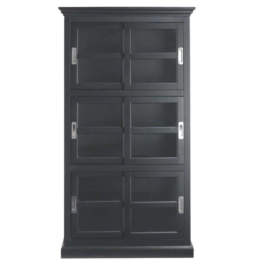 Home Decorators Collection Lexington Black Glass Door Bookcase With Widely Used Glass Door Bookcases (View 5 of 15)