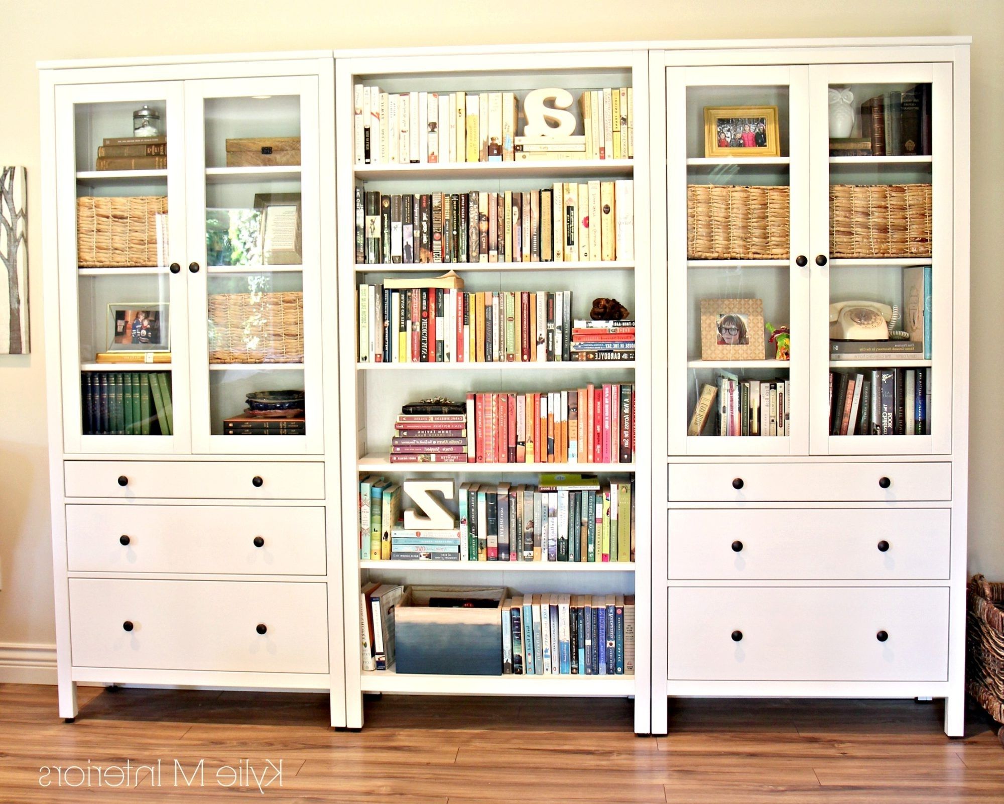 Ikea Hemnes Bookcase With Colour Coordinated Books In Family Room In Popular Ikea Hemnes Bookcases (View 8 of 15)