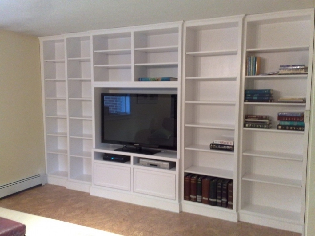 Interior Decoration Within Full Wall Shelving Units (Photo 4 of 15)