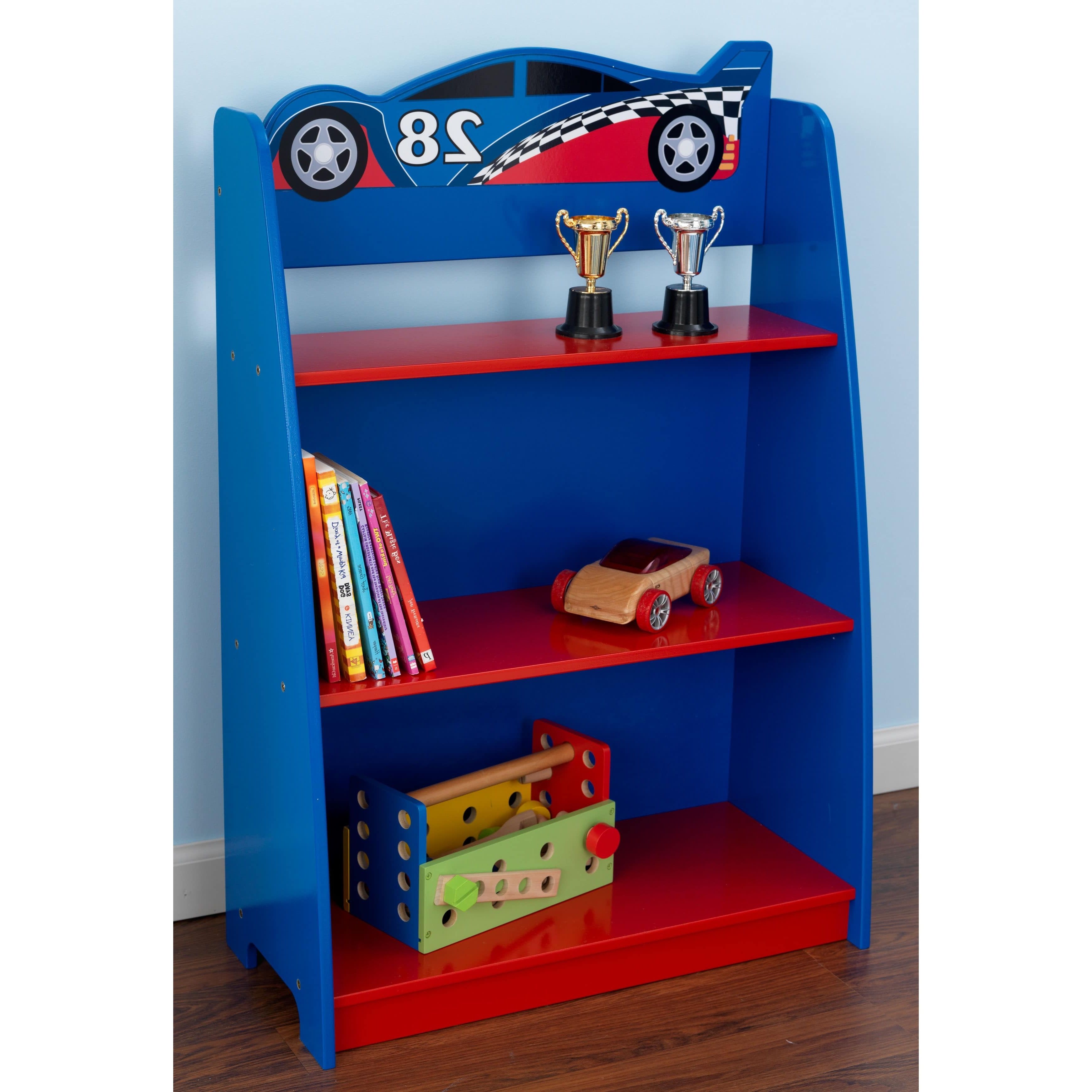 Kidkraft Red And Blue Race Car Bookshelf – Free Shipping Today With Well Known Kidkraft Bookcases (View 10 of 15)