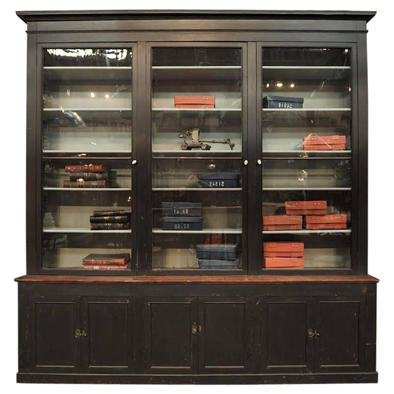 Large Black Bookcase, Black Painted Bookcases Distressed Painted Regarding 2017 Painted Bookcases (View 14 of 15)