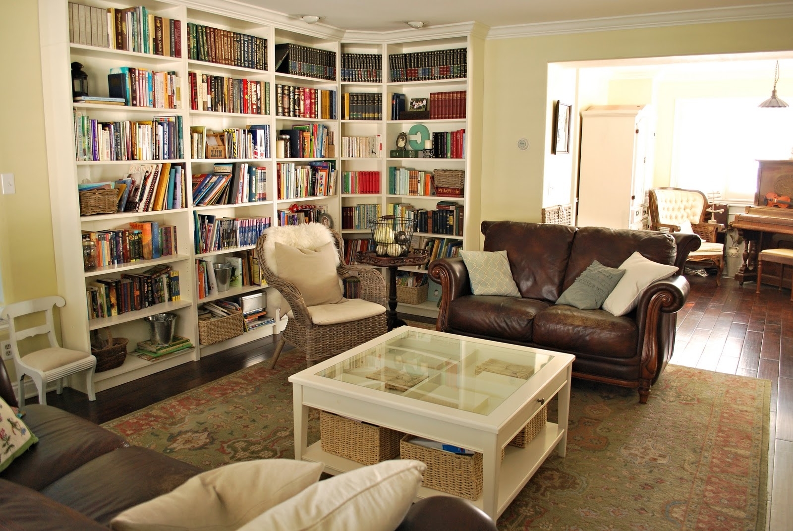 Living Room Bookcases Intended For Most Popular Ikea Billy Bookcases W/crown Moulding For A More "built In" Look (Photo 6 of 15)