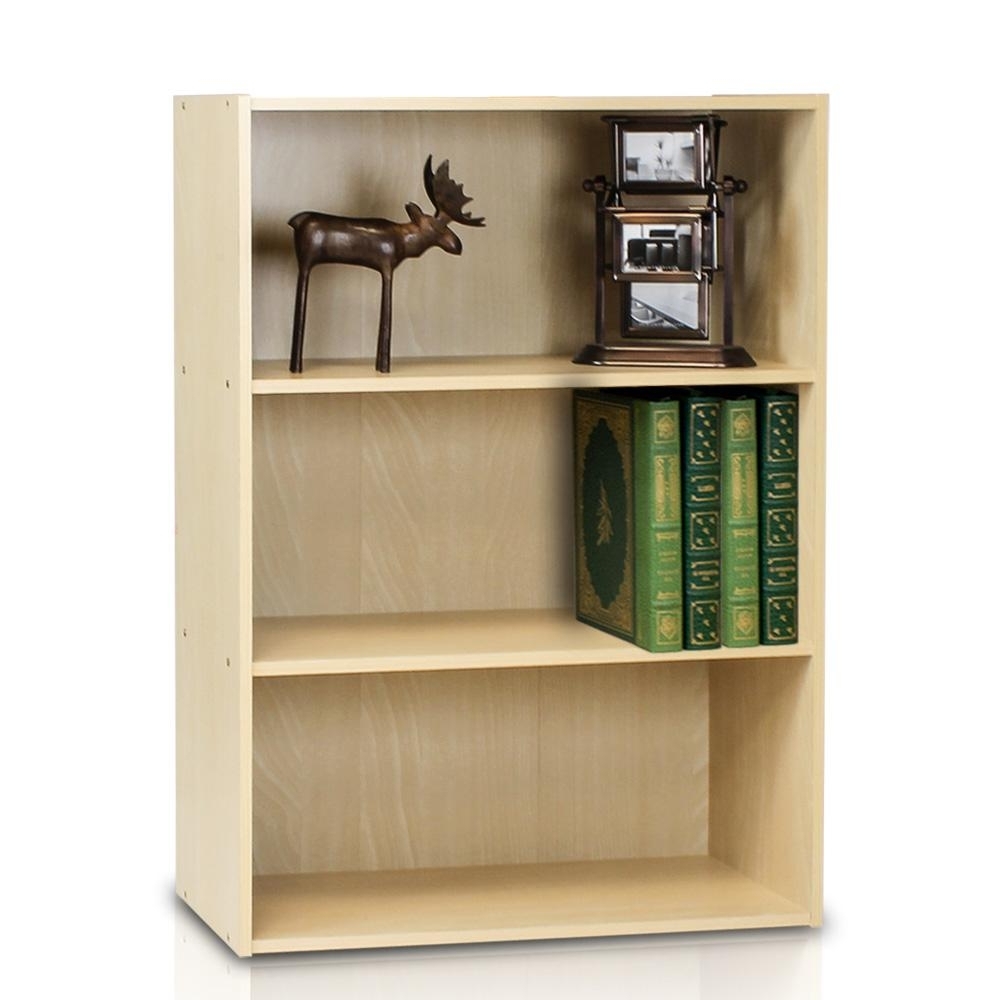 Llytech Inc Pasir 3 Shelf Steam Beech Bookcase With Open Shelves Regarding Most Popular Beech Bookcases (Photo 1 of 15)