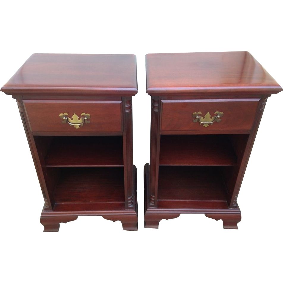 Matched Pair – Vintage 1930's Solid Mahogany Night Stands Sold With Regard To Newest Hungerford Furniture (Photo 11 of 15)