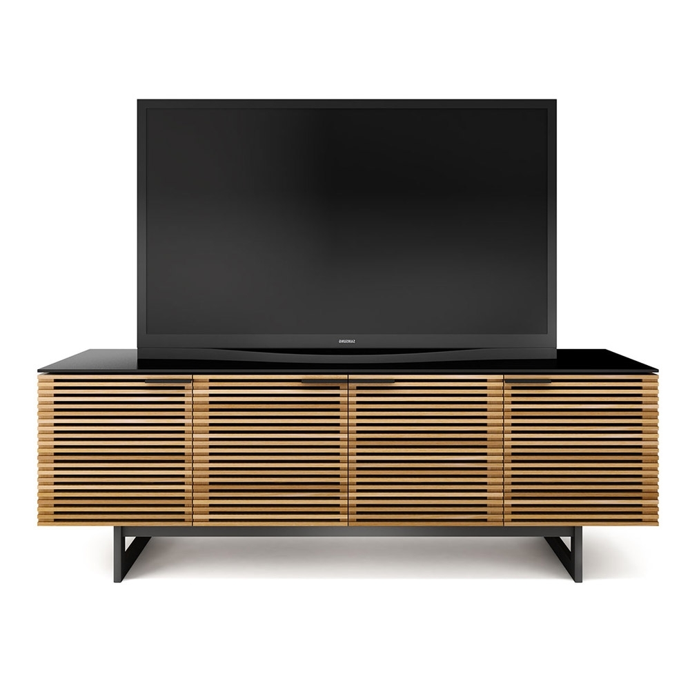 Most Current Low Media Unit Within Bdi Corridor 8179 White Oak Louvred Tv Cabinet – Bdi – Audiovisual (Photo 1 of 15)