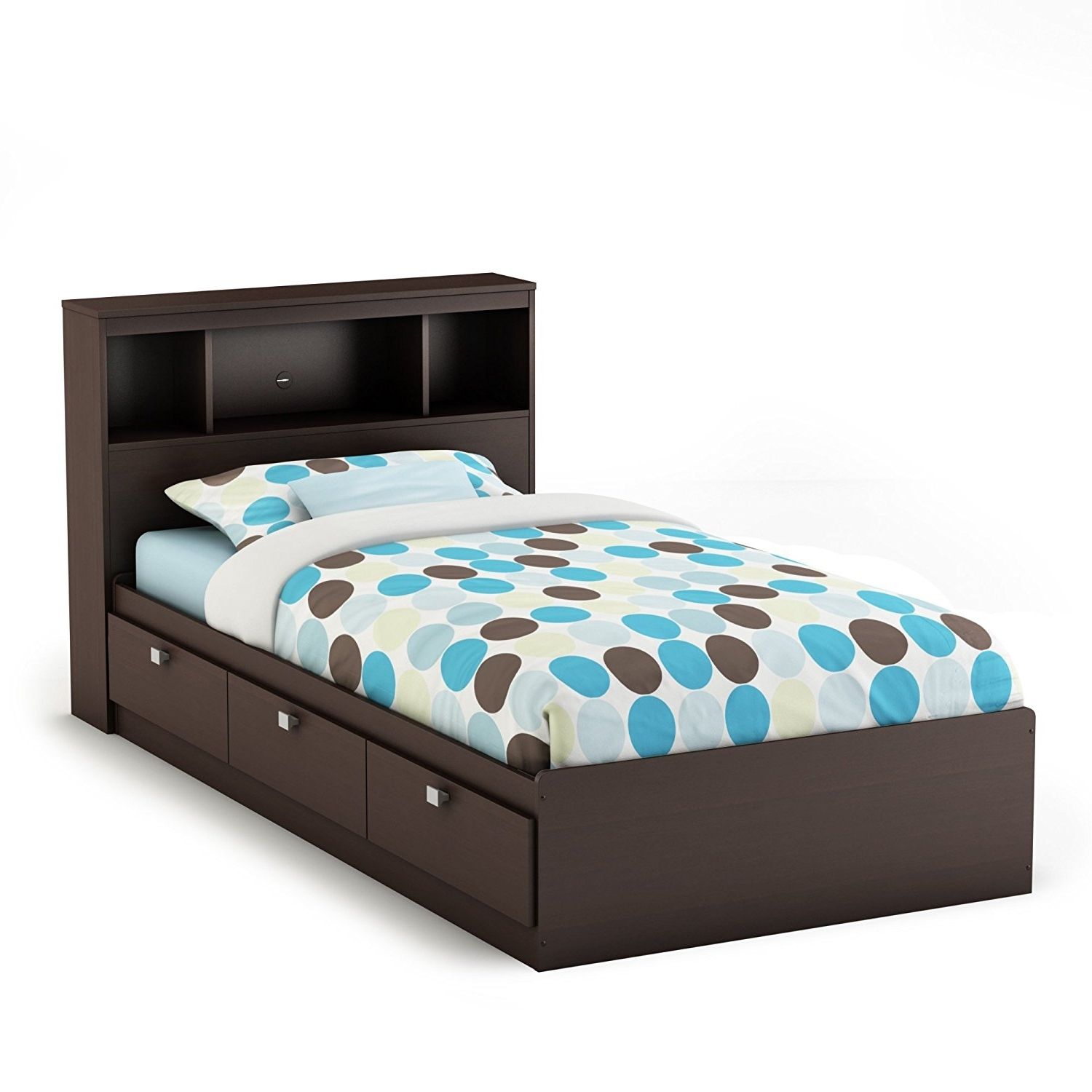 Most Current Twin Bed With Bookcases Headboard In Amazon – South Shore Cakao Twin Storage Bed And Bookcase (View 1 of 15)