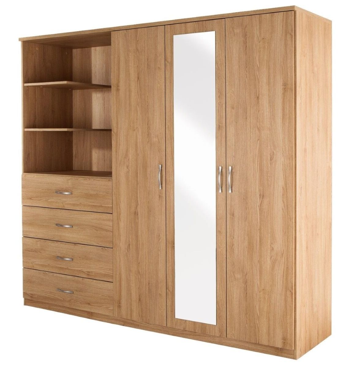 Most Popular Peru 2, 3 And 4 Door Combination Wardrobes And A Single Door Throughout 3 Door Wardrobes With Drawers And Shelves (View 1 of 15)