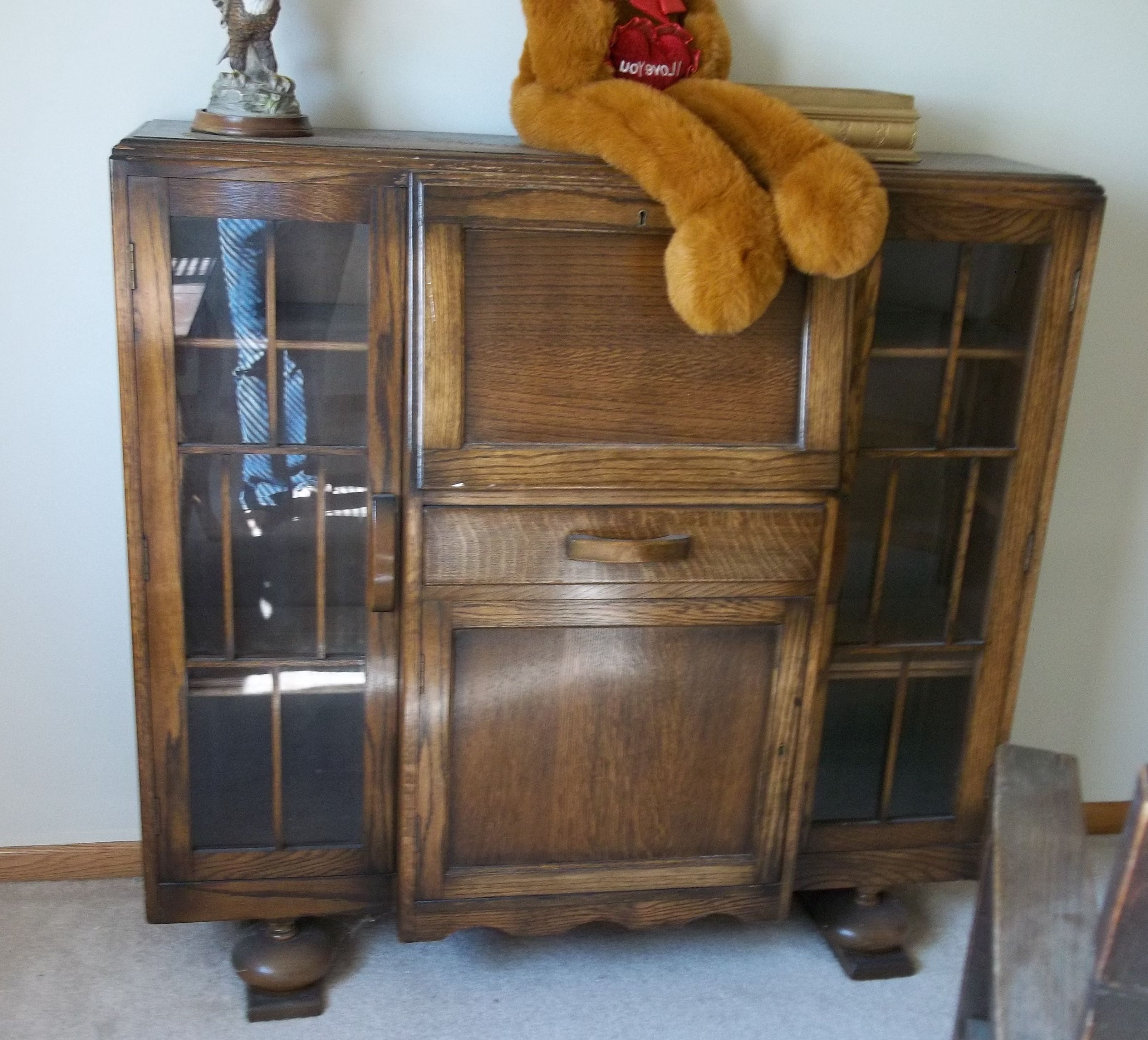 Most Recent Antique Break Front Secretary Desk Bookcase Display Cabinet For Inside Antique Secretary Desk With Bookcases (View 4 of 15)