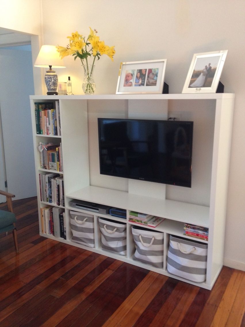 Most Recently Released Tv Storage Unit Pertaining To Ikea Lapland Tv Unit With Books And Storage Baskets (View 7 of 15)