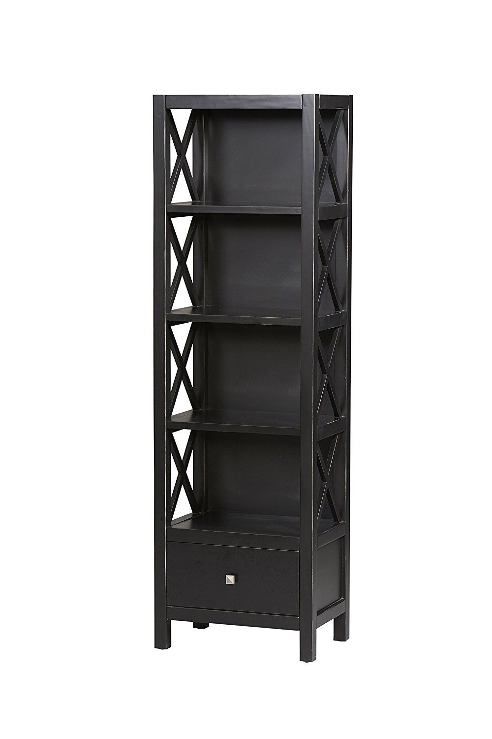 Narrow Tall Bookcases Pertaining To Most Popular Amazon: Linon Anna Collection Tall Narrow 5 Shelf Bookcase (View 6 of 15)