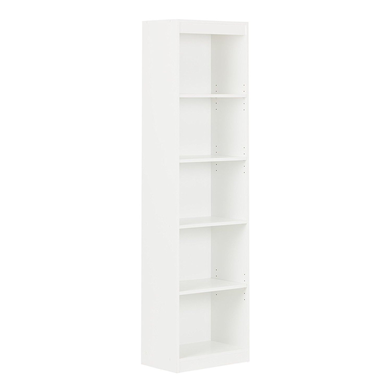 Narrow White Bookcases Intended For Current Amazon: South Shore Axess Collection 5 Shelf Narrow Bookcase (View 13 of 15)