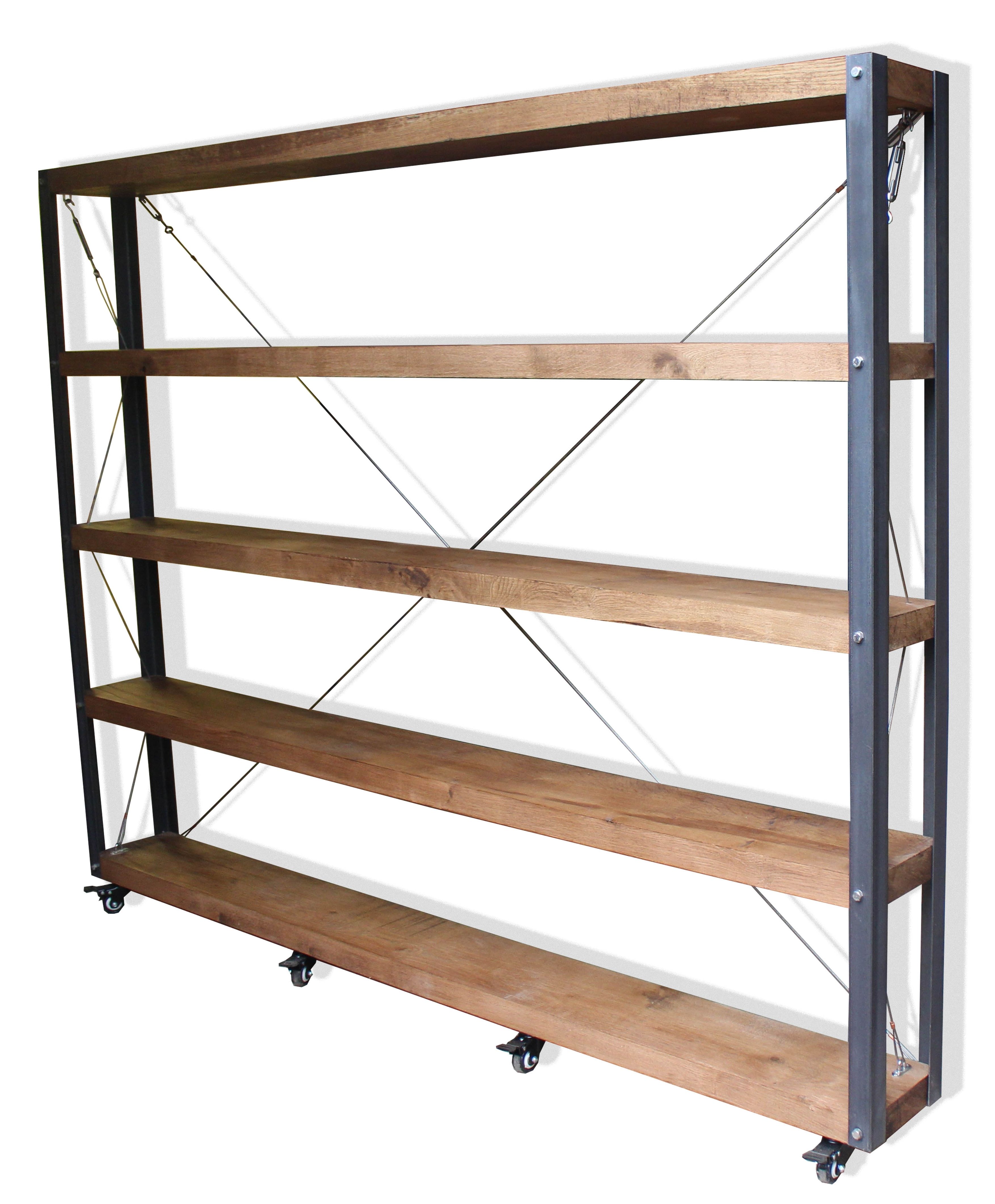 Newest 2m Long Ndustrial Style Bookcase On Castors (View 10 of 15)