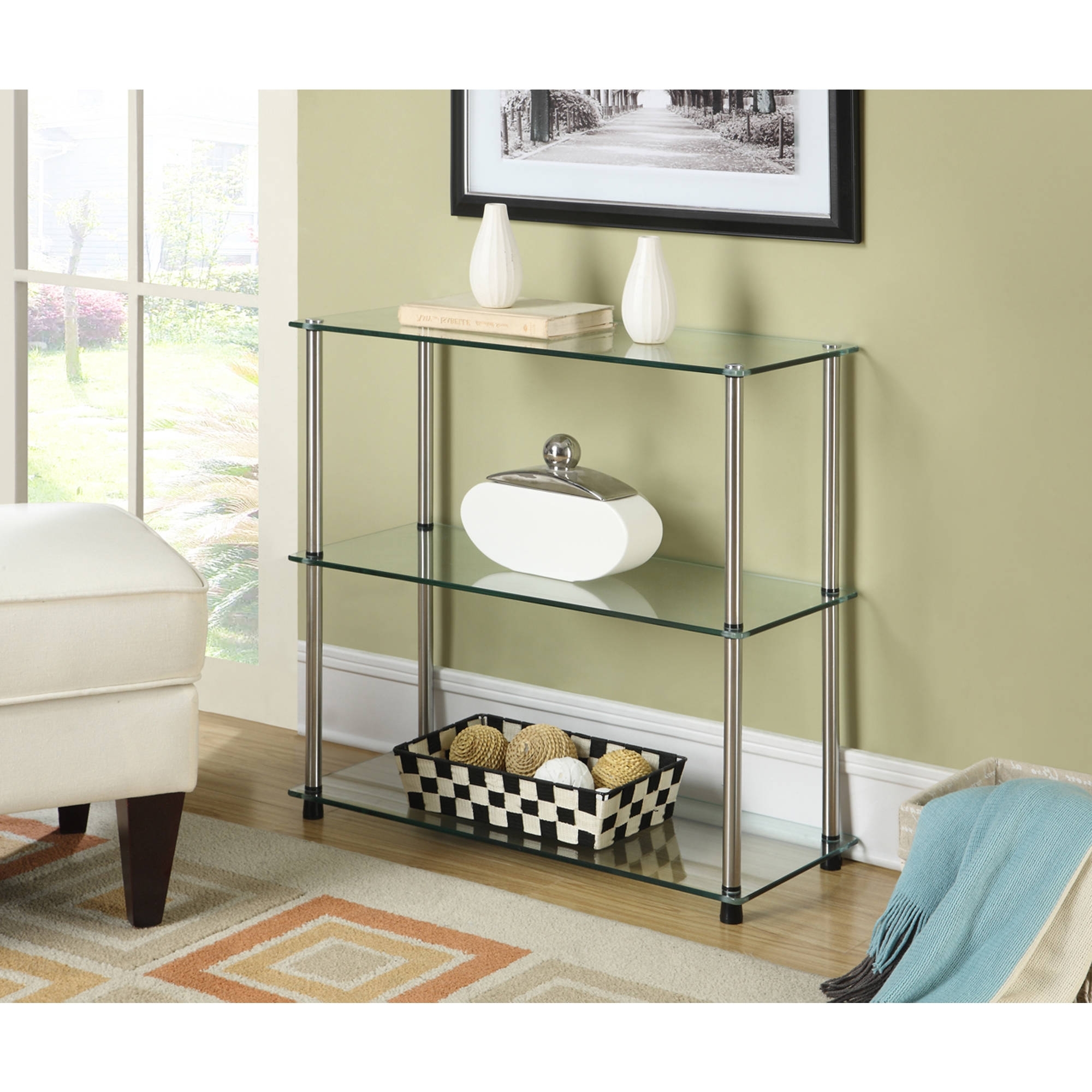 Newest Shelf Bookcase With Glass Doors Sauder White Room Essentials With Regard To Room Essentials 3 Shelf Bookcases (Photo 8 of 15)