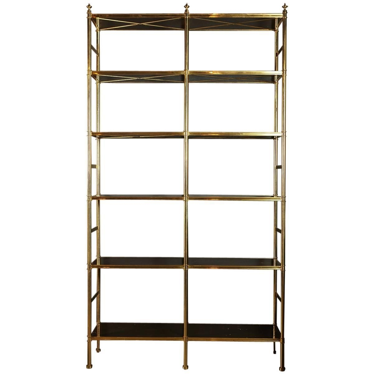 Popular Brass Bookcases Intended For Original Billy Baldwin Tubular Brass Bookshelf With 12 Ebony (View 9 of 15)