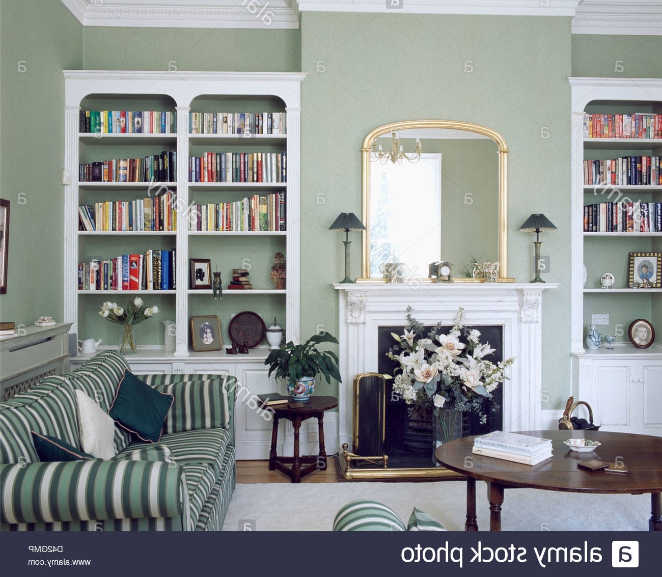 Popular Fitted White Bookcases On Either Side Of Fireplace In Gray Green With Regard To Fitted Bookshelves (View 11 of 15)