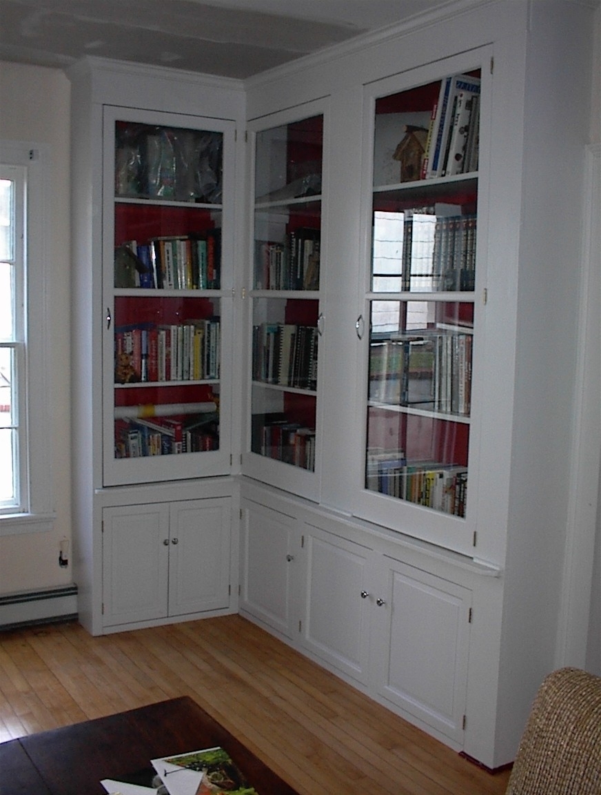 Popular Furniture Tall L Shaped White Stained Mahogany Wood Bookcase With Inside L Shaped Bookcases (View 4 of 15)