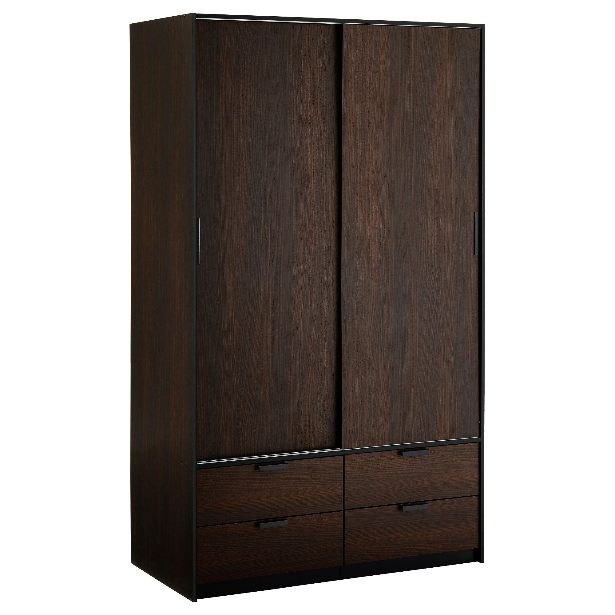 Recent Dark Wood Wardrobes With Sliding Doors With Regard To Trysil Wardrobe W Sliding Doors/4 Drawers – Ikea (View 3 of 15)
