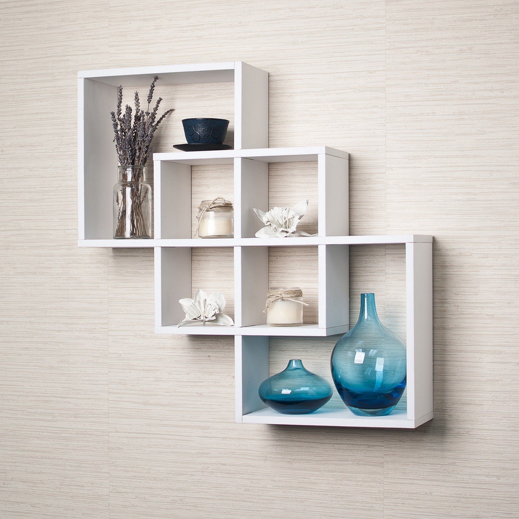 Recent Wooden Wall Shelves Intended For White Wooden Wall Shelves On Pale White Wall Of Contemporary Oval (View 12 of 15)