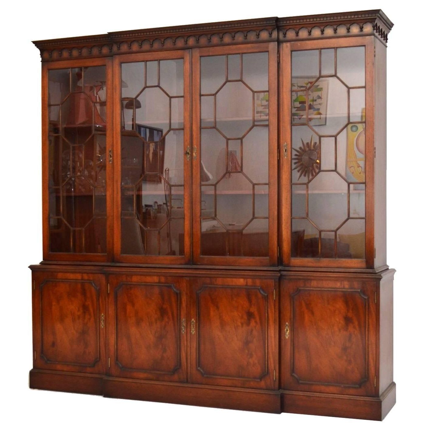 Trendy Breakfront Bookcases Within Antique Georgian Style Mahogany Breakfront Bookcase At 1stdibs (View 1 of 15)